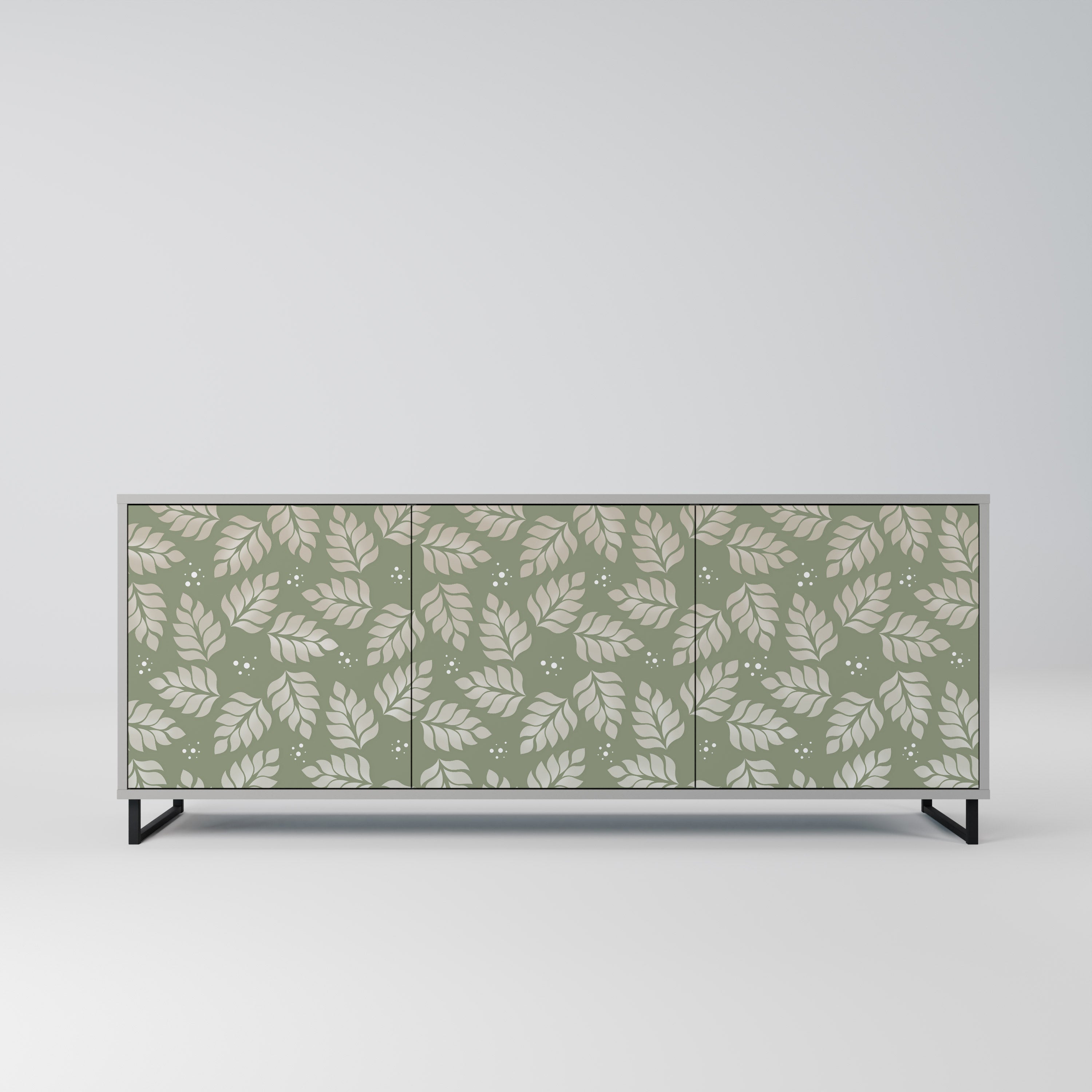 LEAVES ON GREEN Sideboard mit 3 Türen in grauer Ausführung
