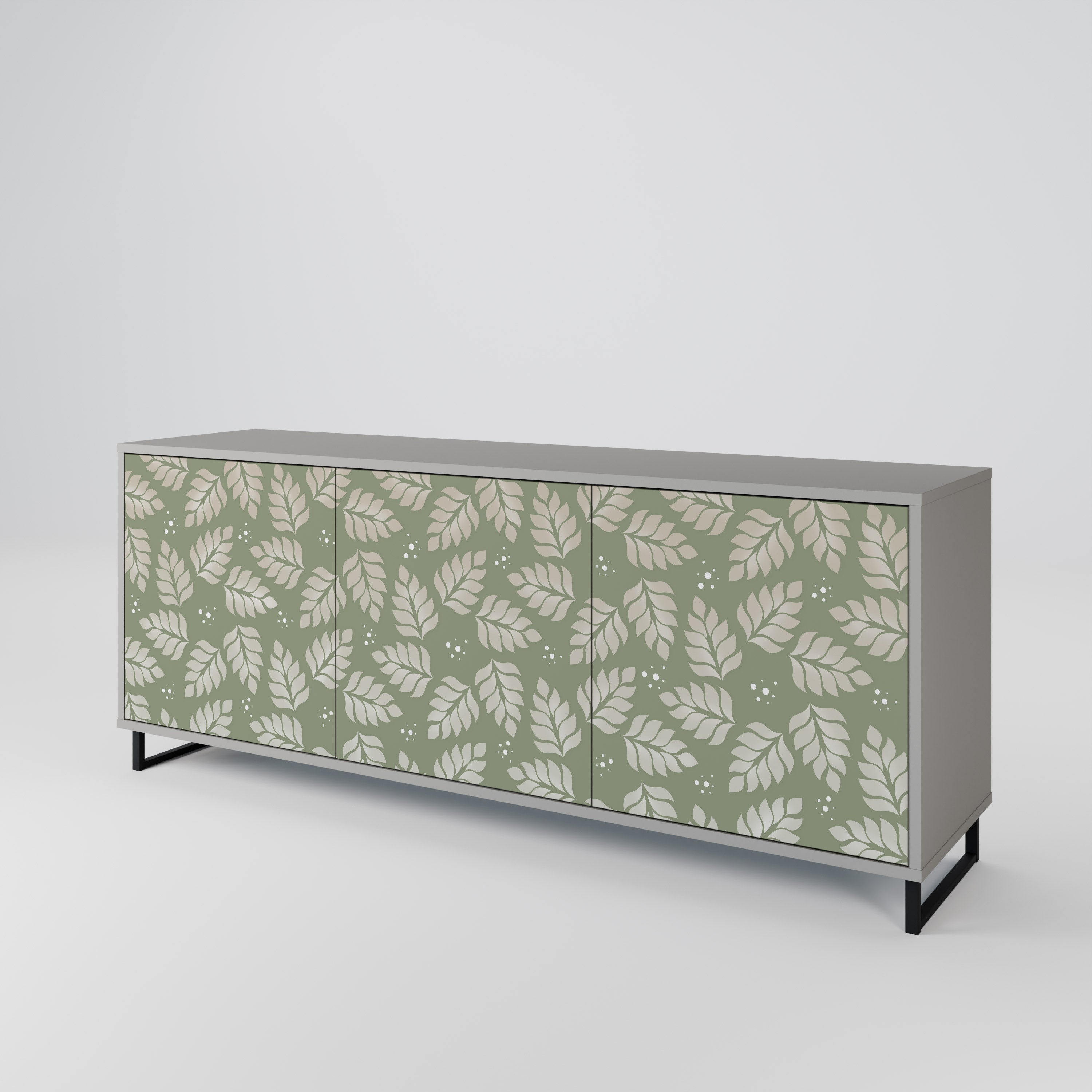 LEAVES ON GREEN Sideboard mit 3 Türen in grauer Ausführung