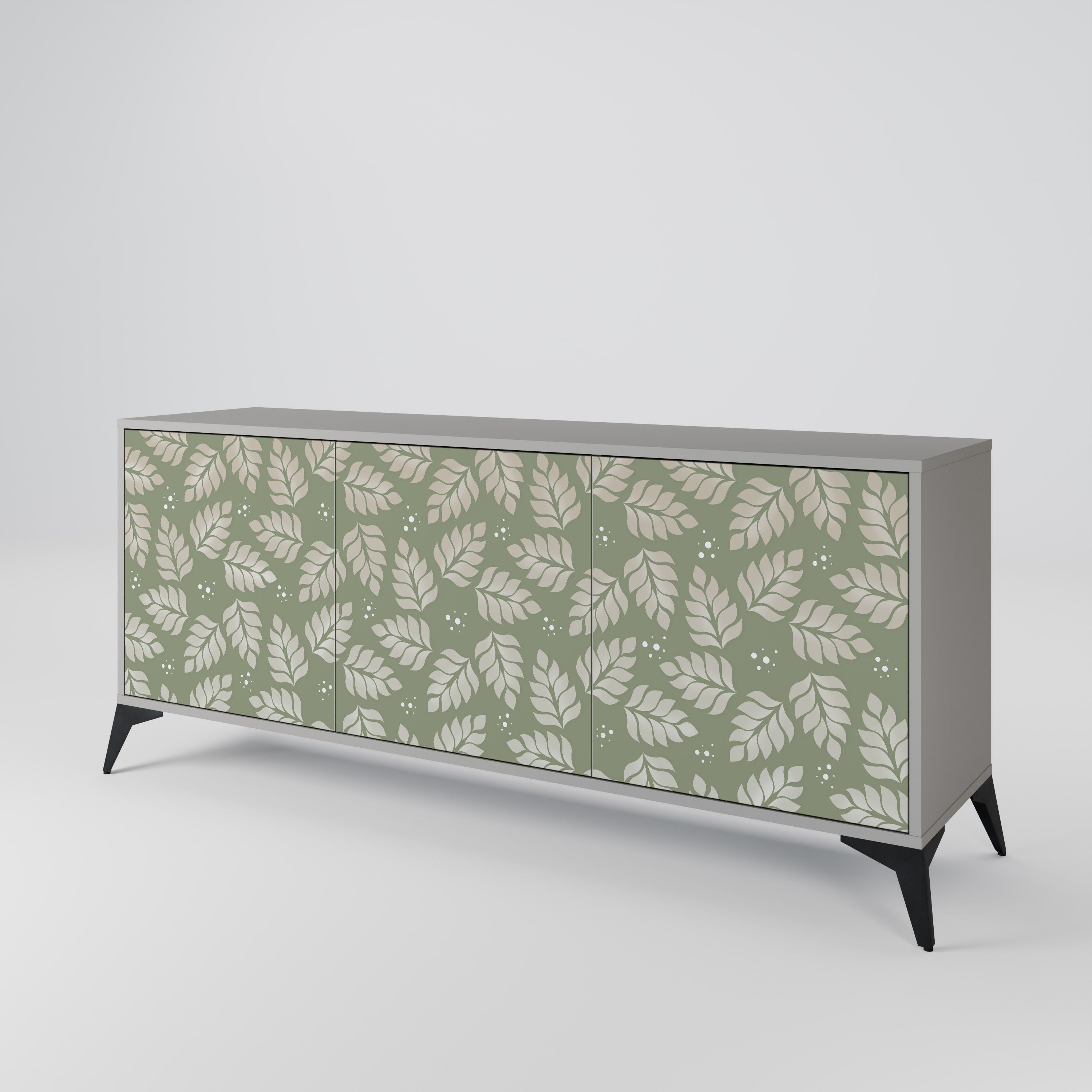 LEAVES ON GREEN Sideboard mit 3 Türen in grauer Ausführung
