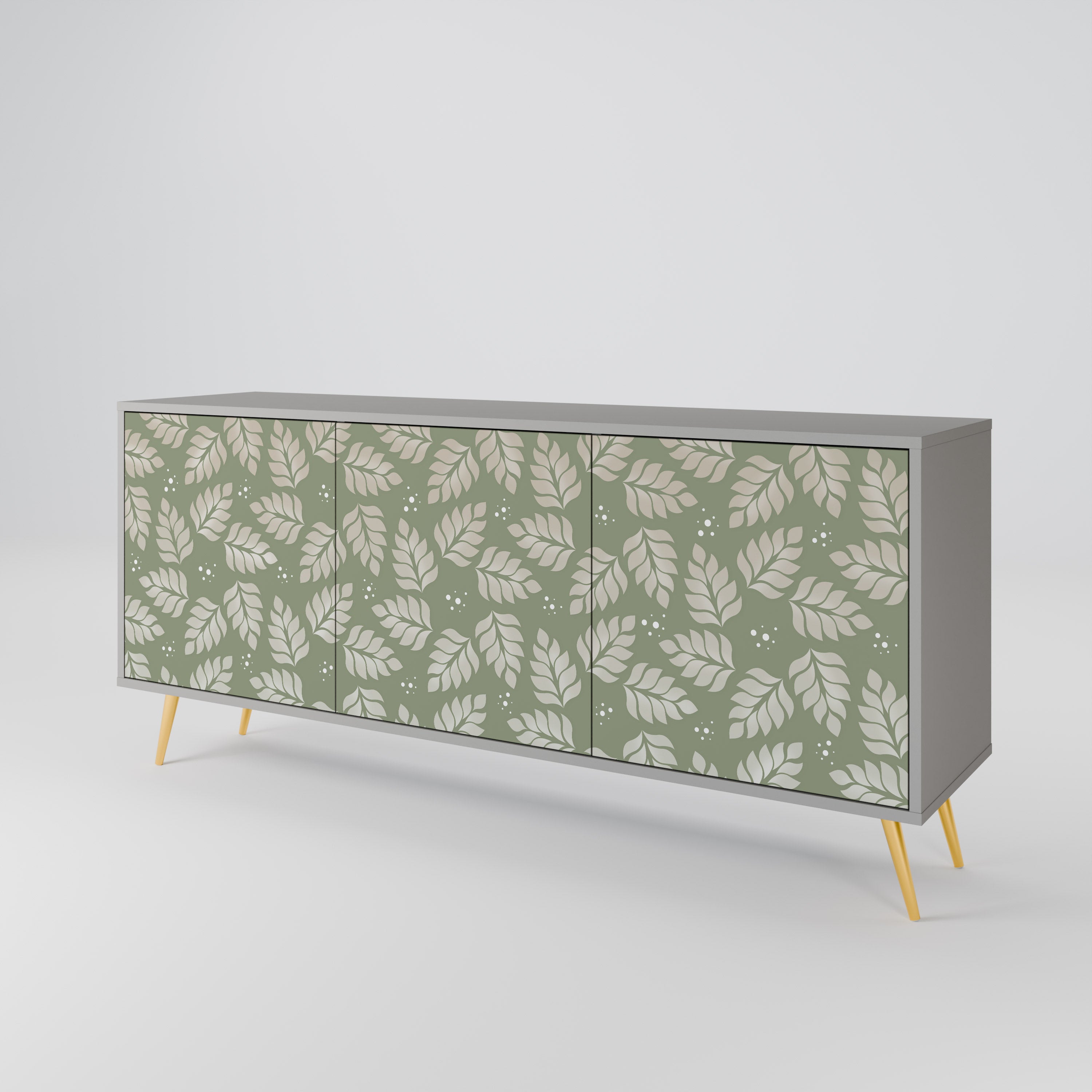LEAVES ON GREEN Sideboard mit 3 Türen in grauer Ausführung