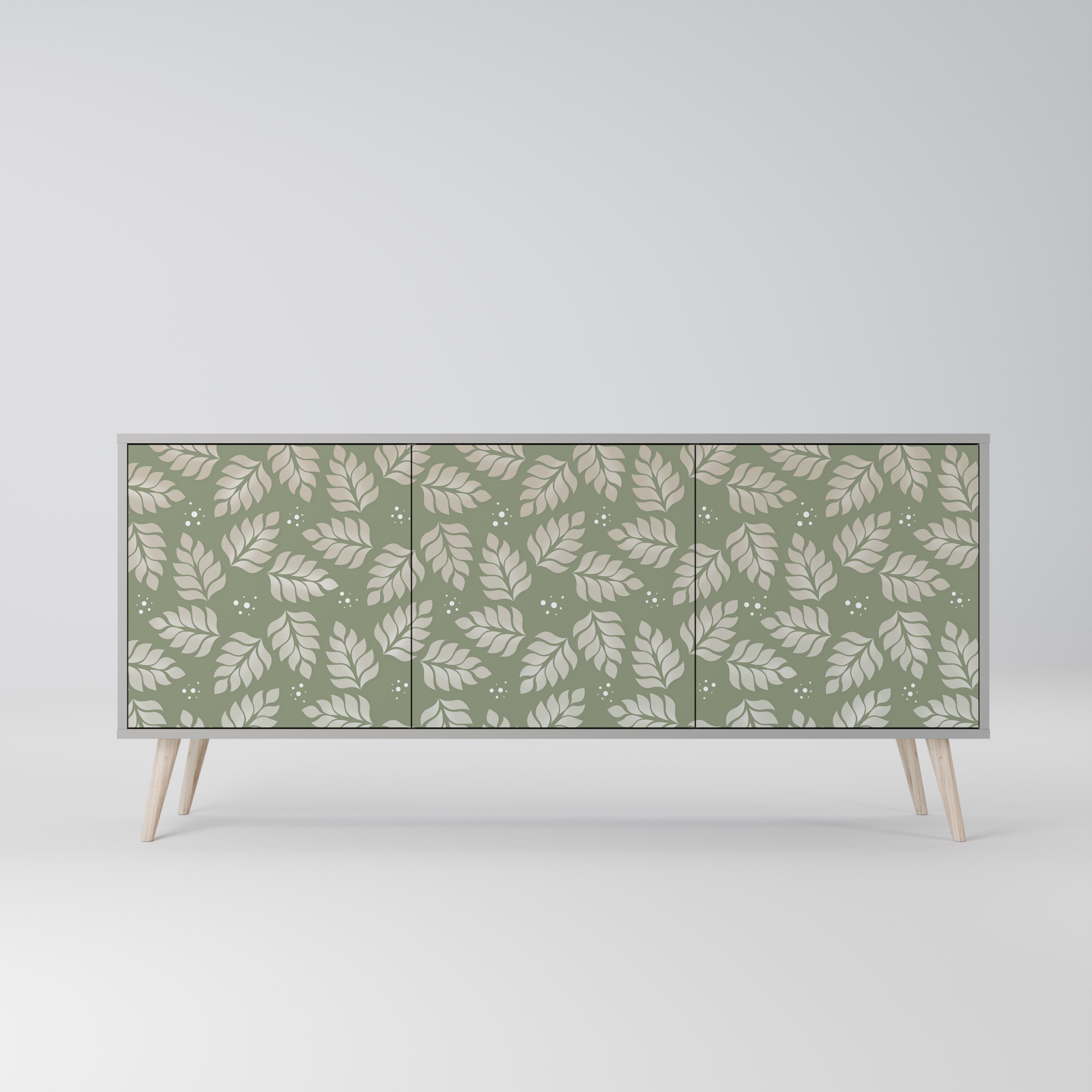 LEAVES ON GREEN Sideboard mit 3 Türen in grauer Ausführung