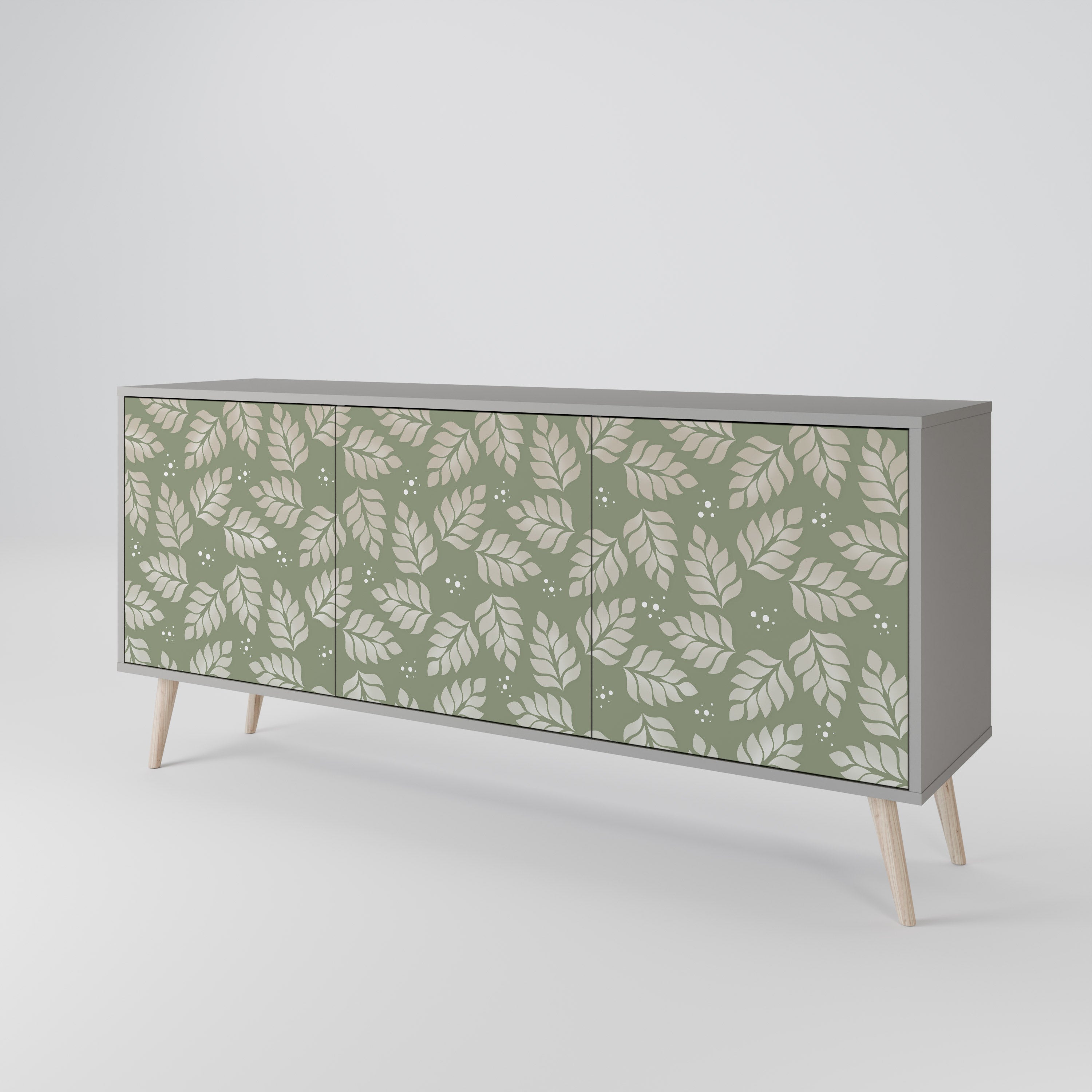 LEAVES ON GREEN Sideboard mit 3 Türen in grauer Ausführung