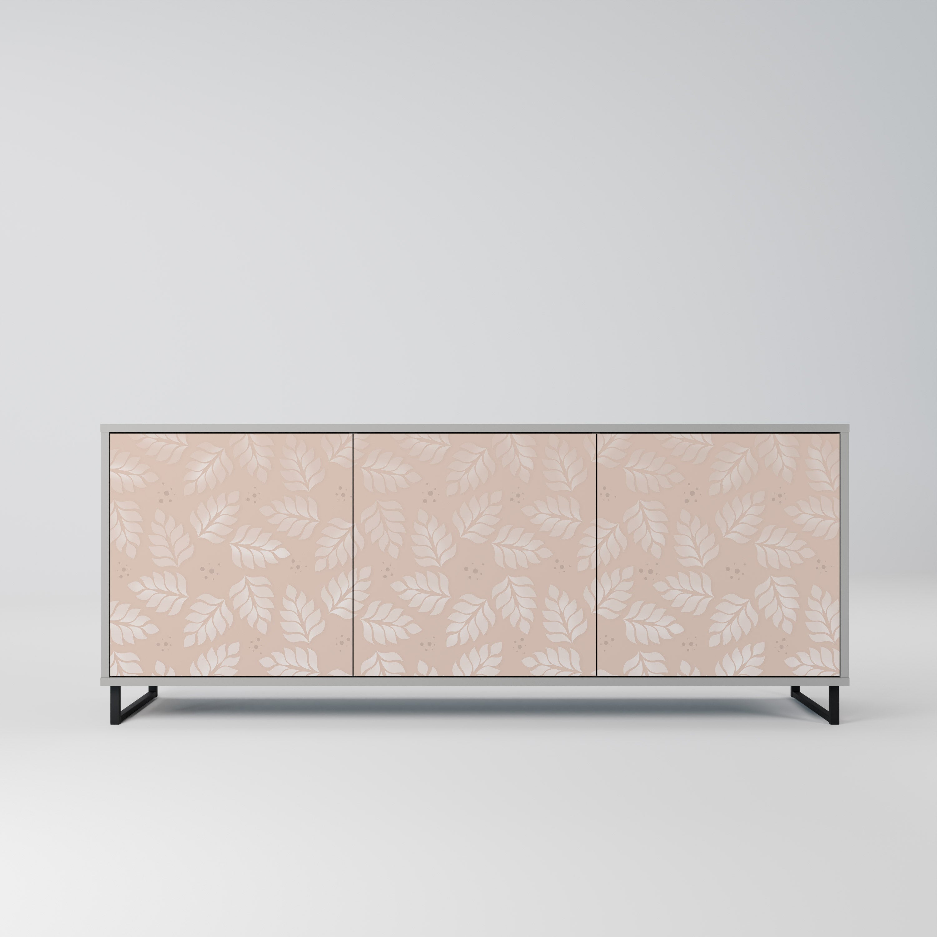 LEAVES ON BEIGE Sideboard mit 3 Türen in grauer Ausführung