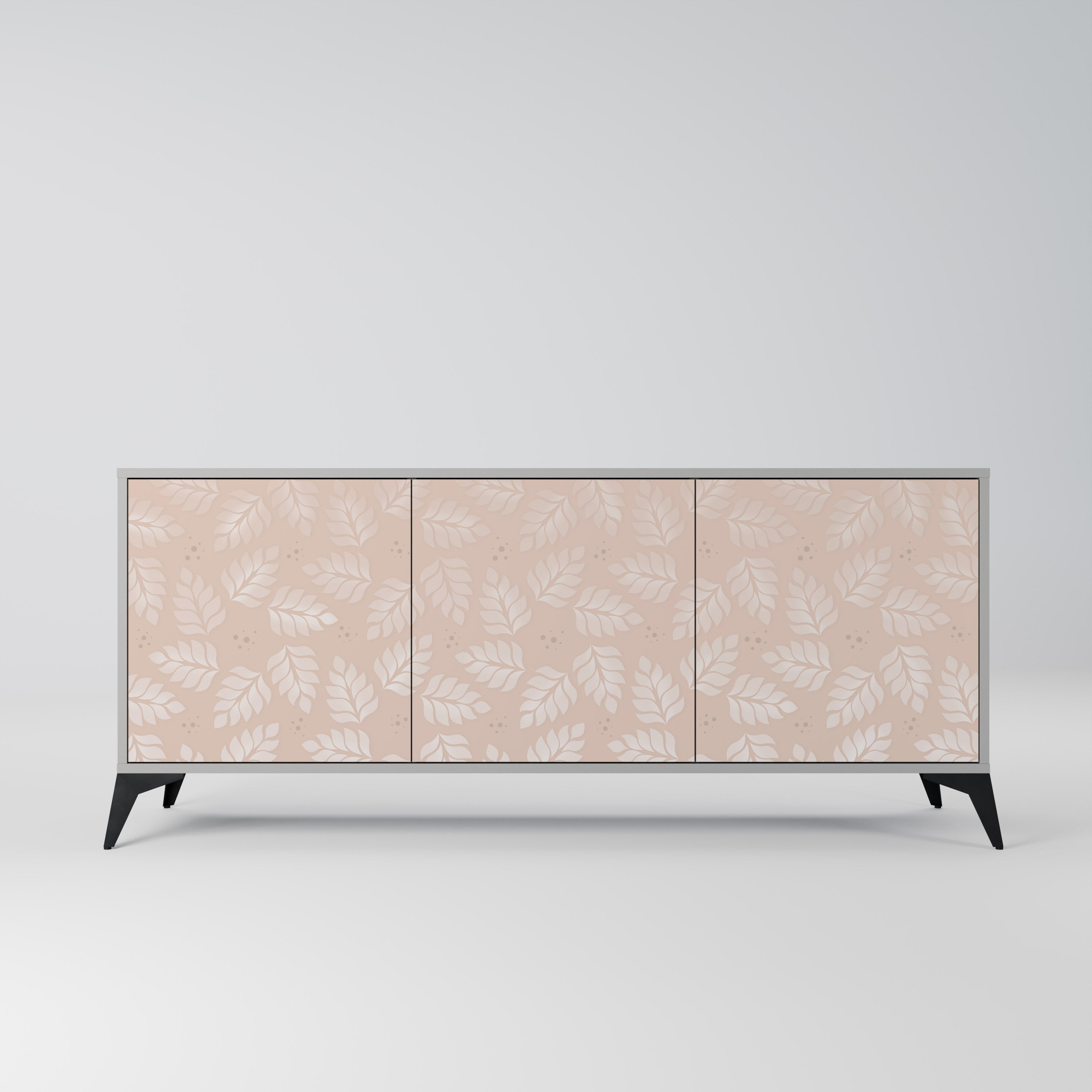 LEAVES ON BEIGE Sideboard mit 3 Türen in grauer Ausführung