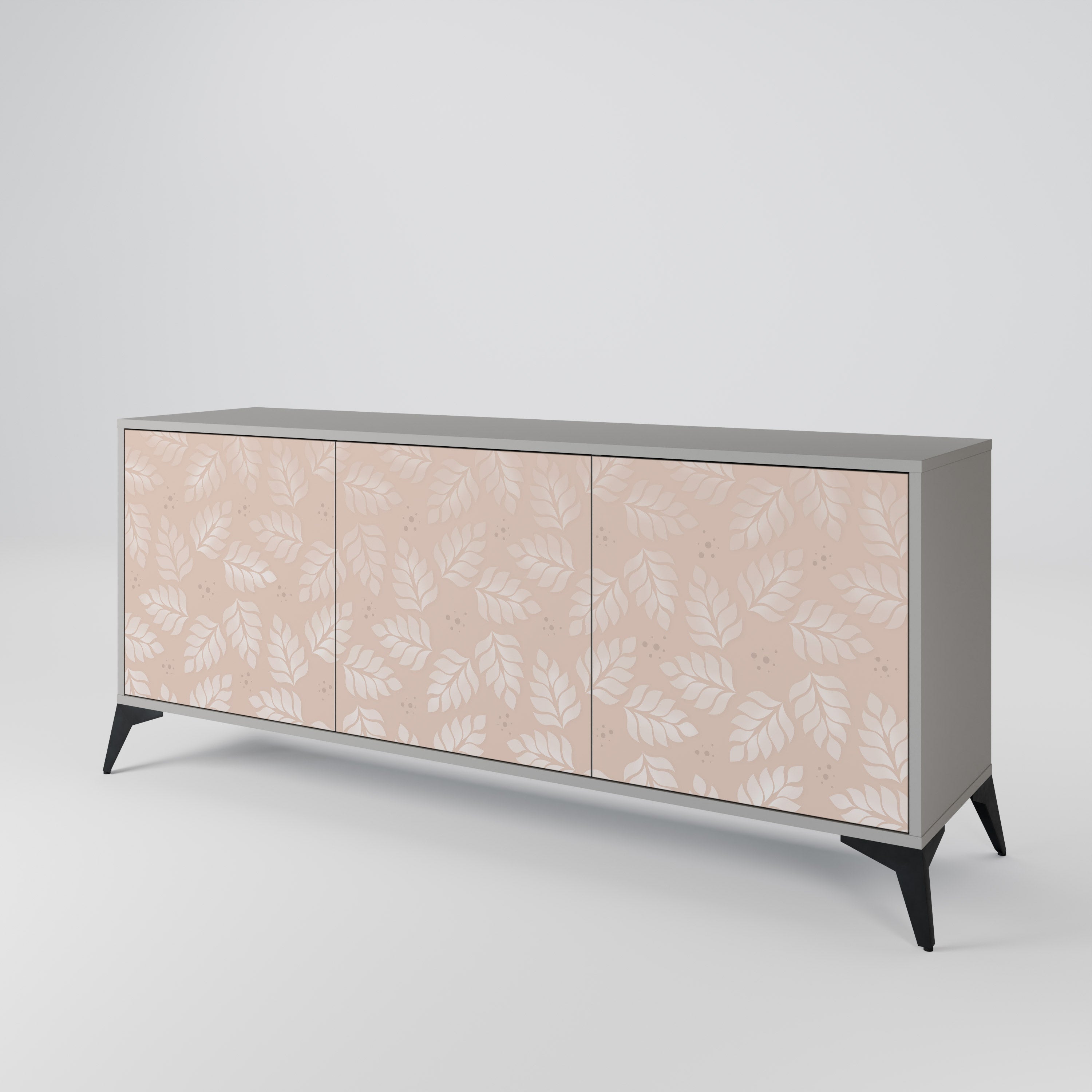 LEAVES ON BEIGE Sideboard mit 3 Türen in grauer Ausführung