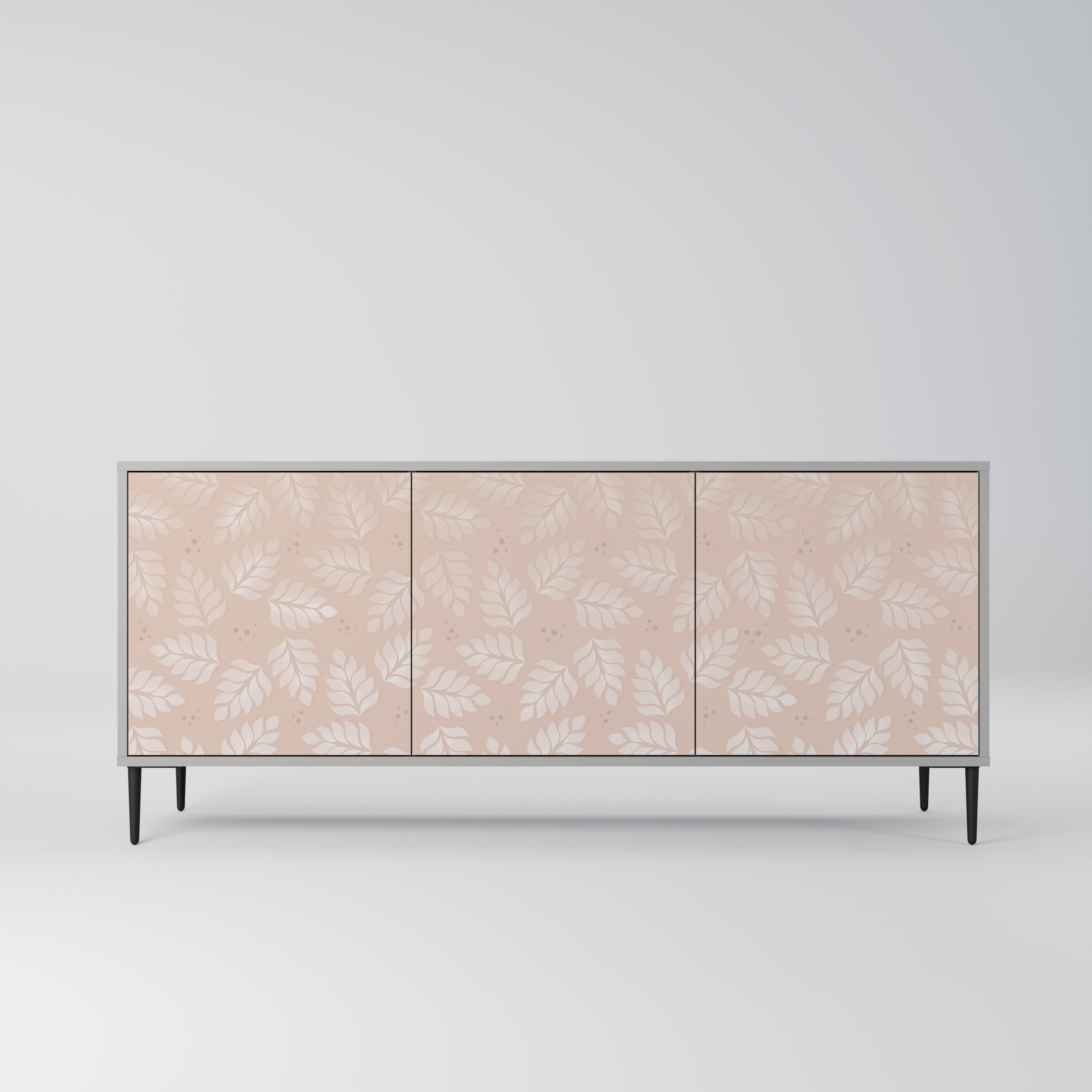 LEAVES ON BEIGE Sideboard mit 3 Türen in grauer Ausführung