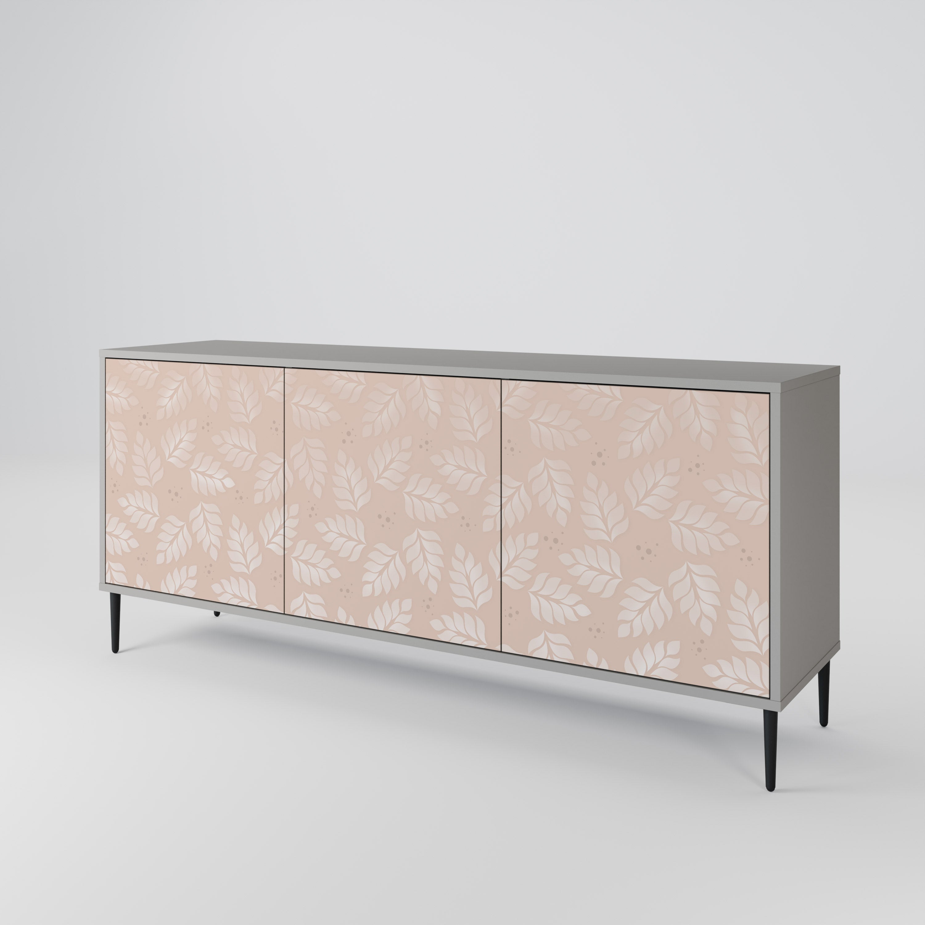 LEAVES ON BEIGE Sideboard mit 3 Türen in grauer Ausführung