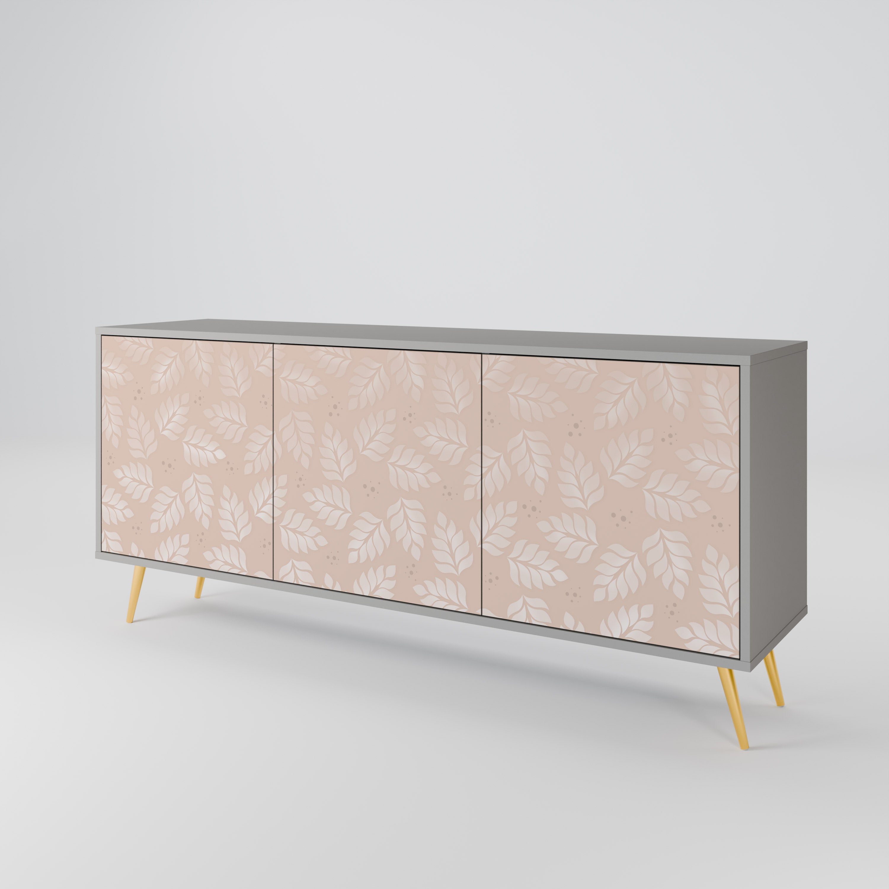 LEAVES ON BEIGE Sideboard mit 3 Türen in grauer Ausführung