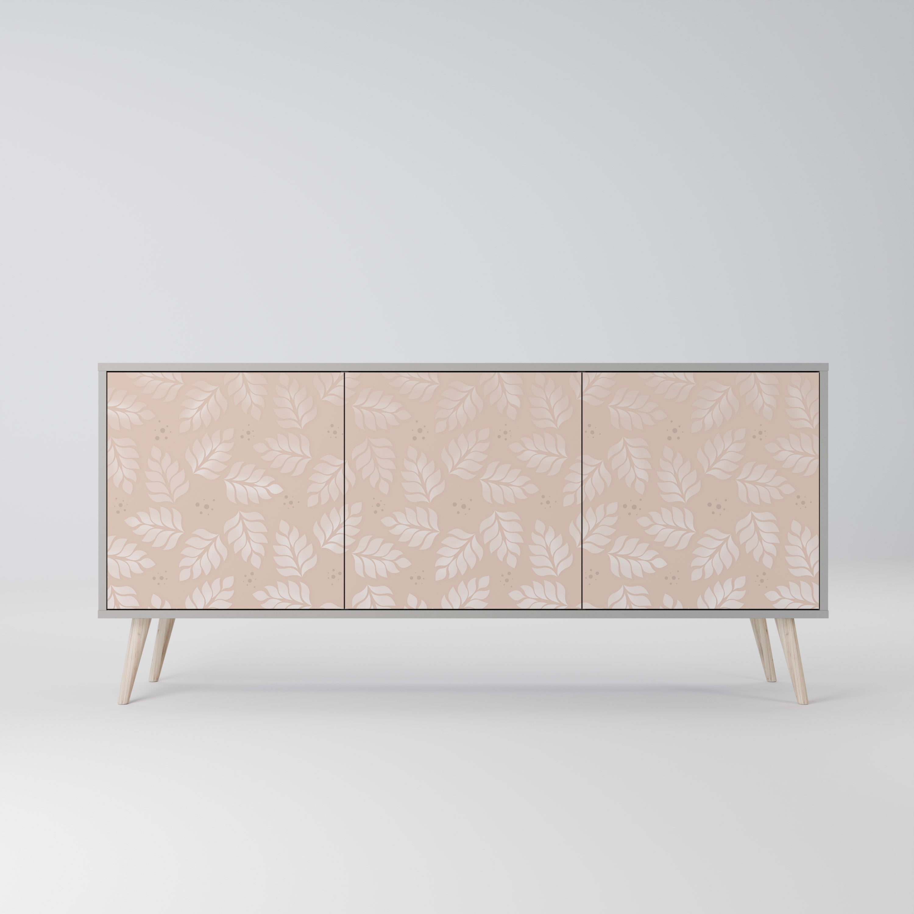 LEAVES ON BEIGE Sideboard mit 3 Türen in grauer Ausführung