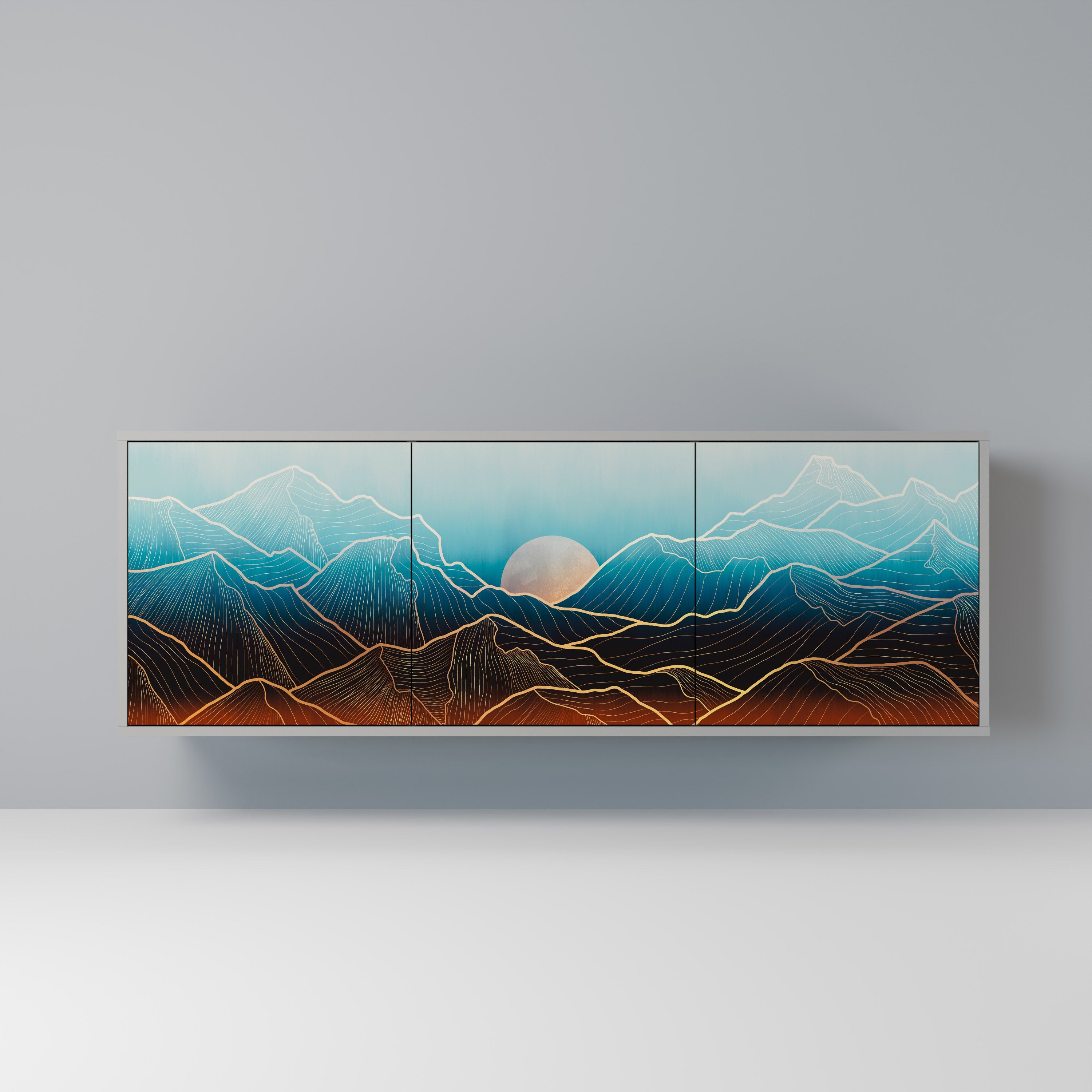 LUNAR SECRETS 3-türiges Sideboard in grauem Finish