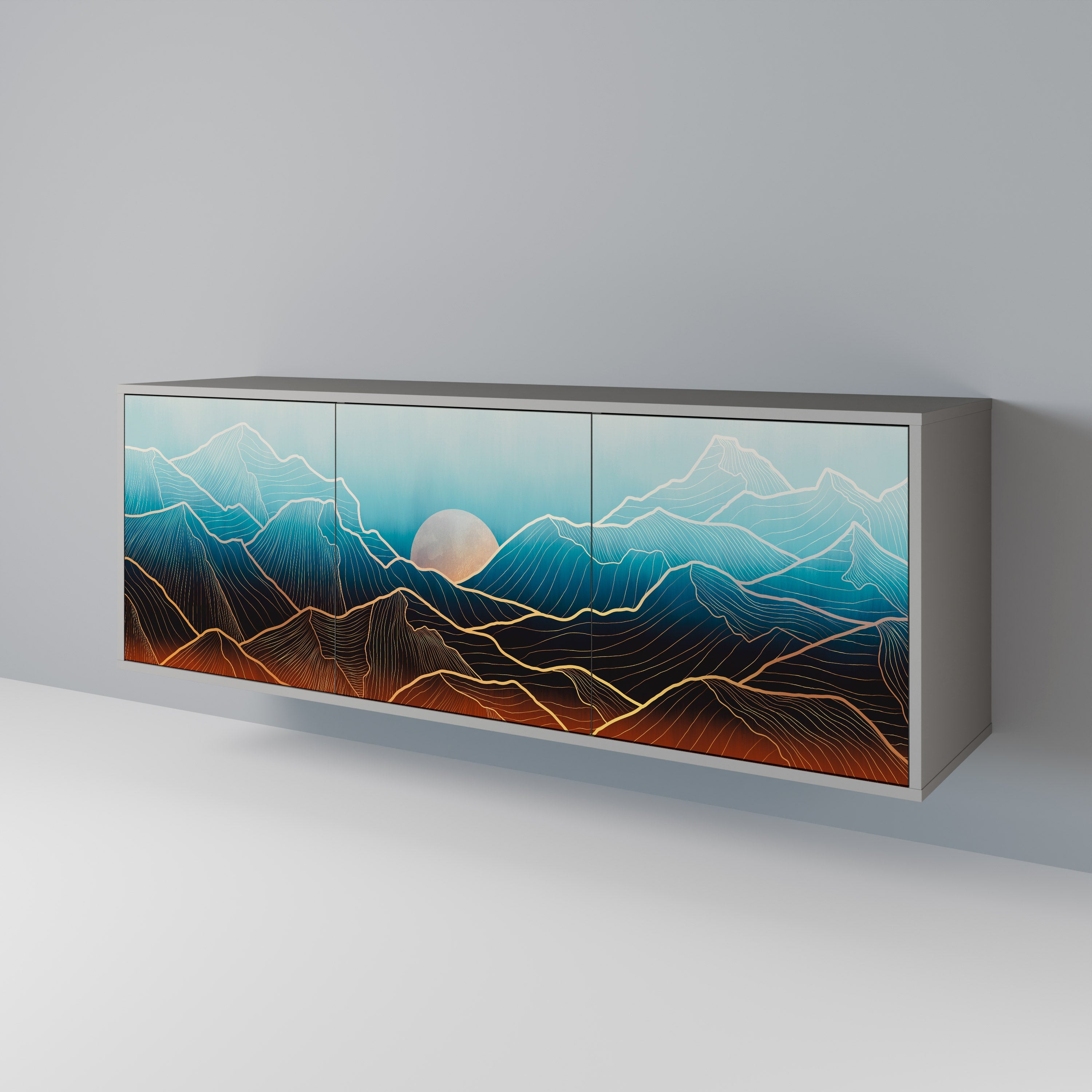 LUNAR SECRETS 3-türiges Sideboard in grauem Finish