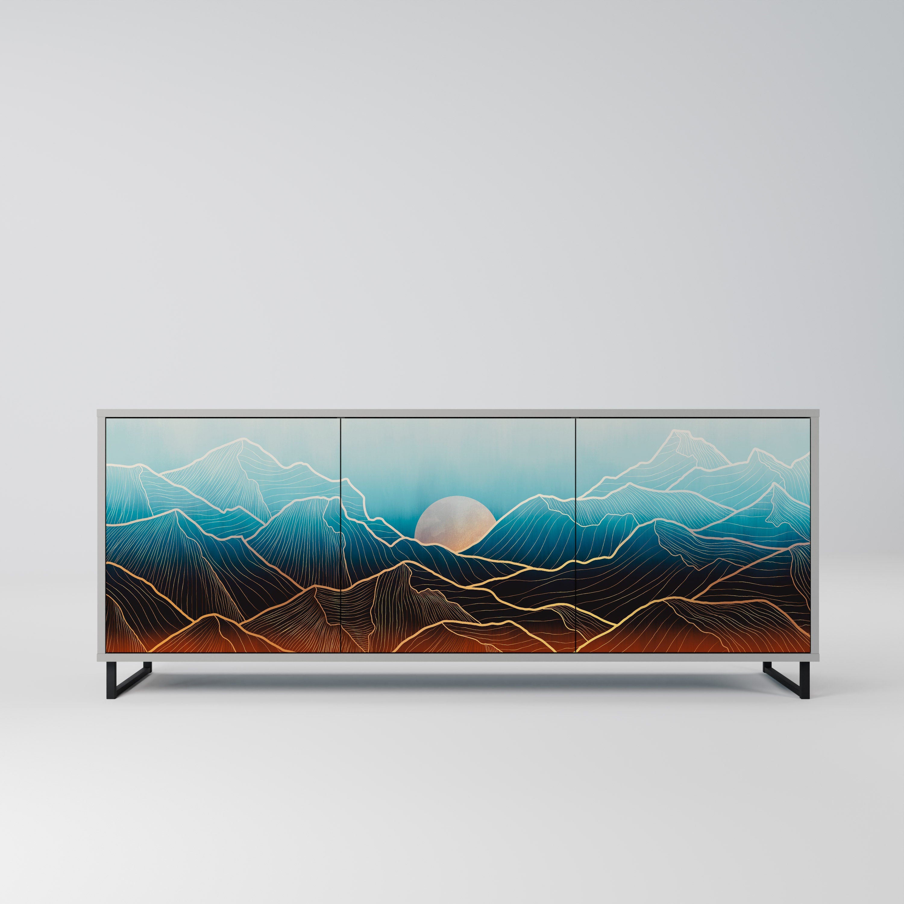 LUNAR SECRETS 3-türiges Sideboard in grauem Finish