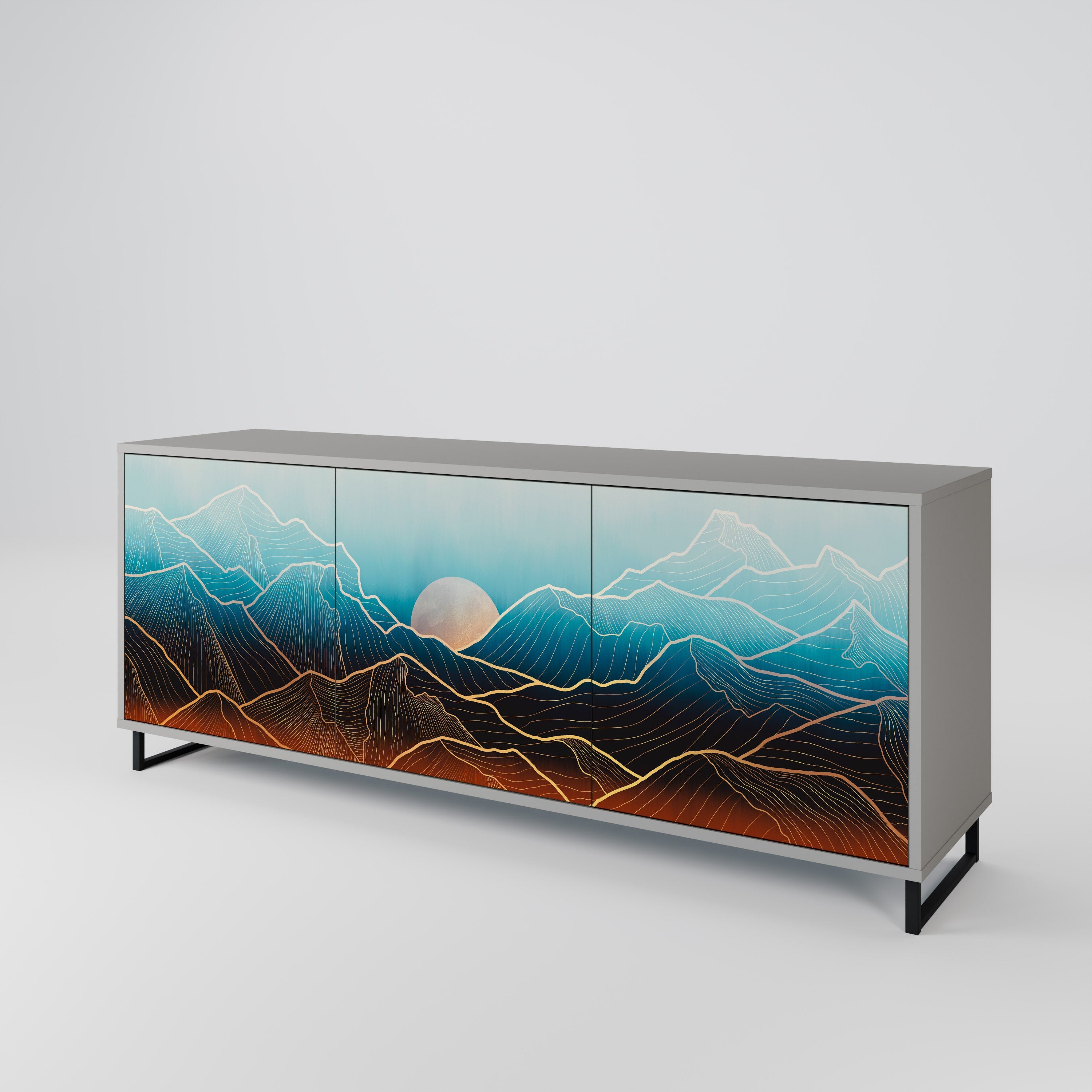 LUNAR SECRETS 3-türiges Sideboard in grauem Finish