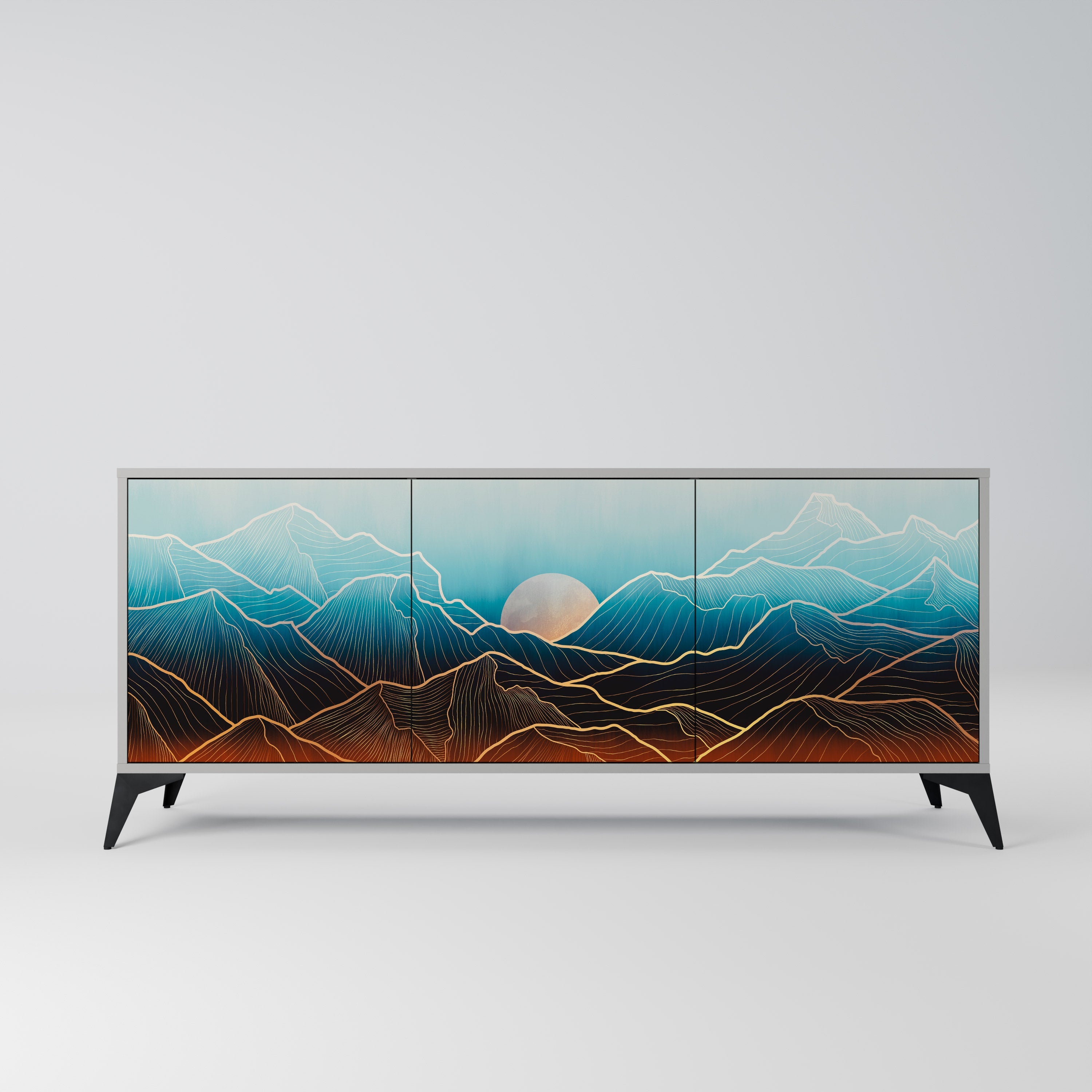 LUNAR SECRETS 3-türiges Sideboard in grauem Finish