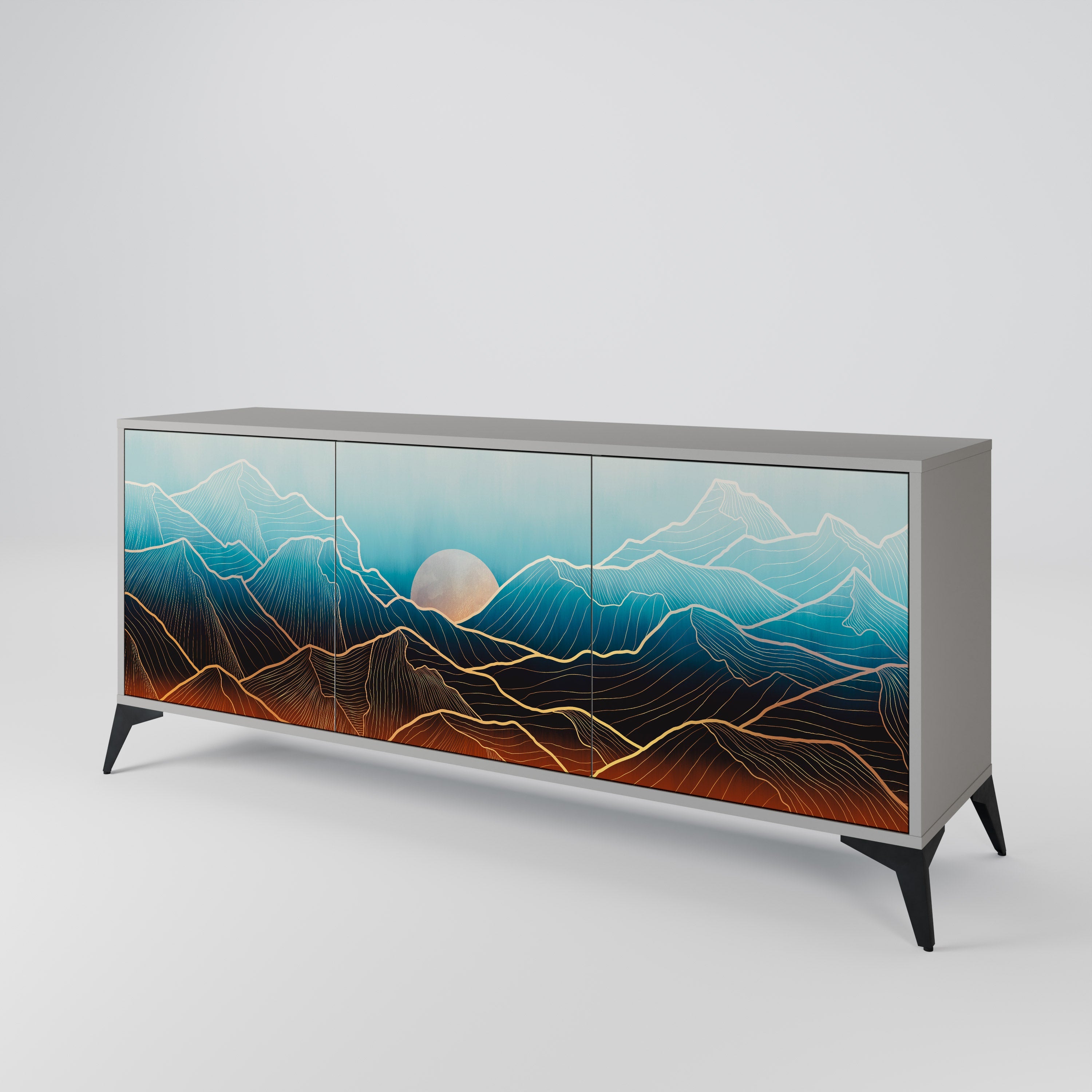 LUNAR SECRETS 3-türiges Sideboard in grauem Finish