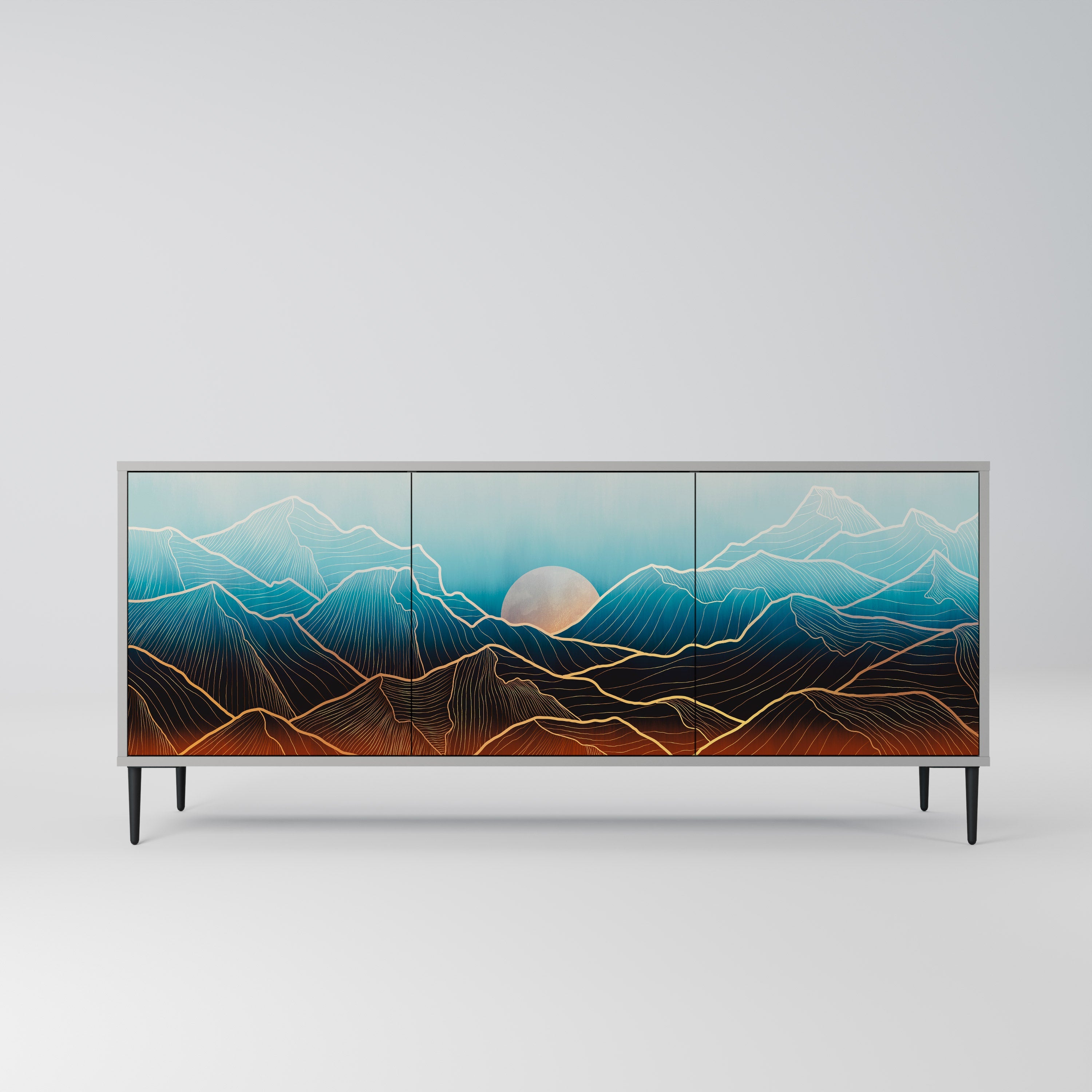 LUNAR SECRETS 3-türiges Sideboard in grauem Finish