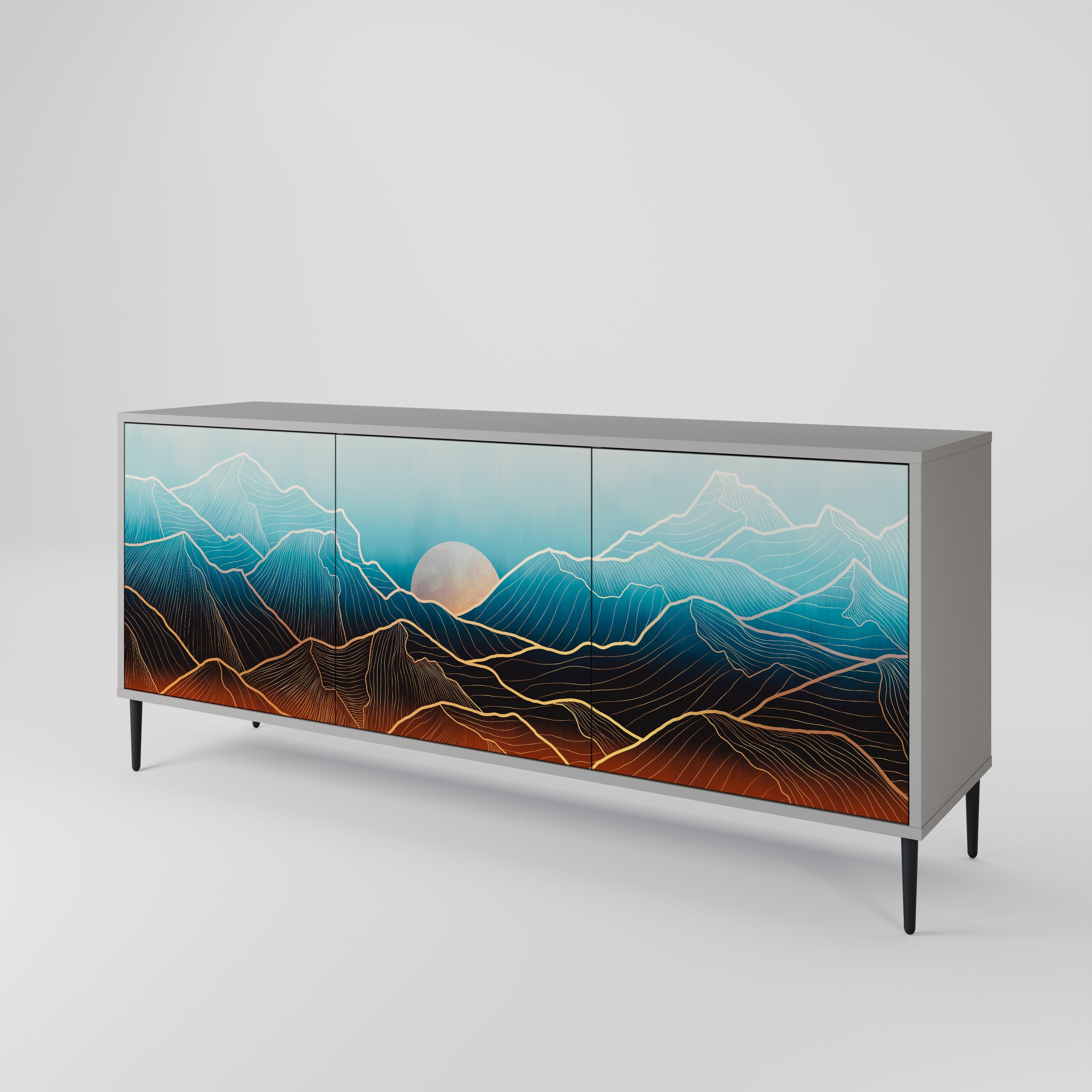 LUNAR SECRETS 3-türiges Sideboard in grauem Finish
