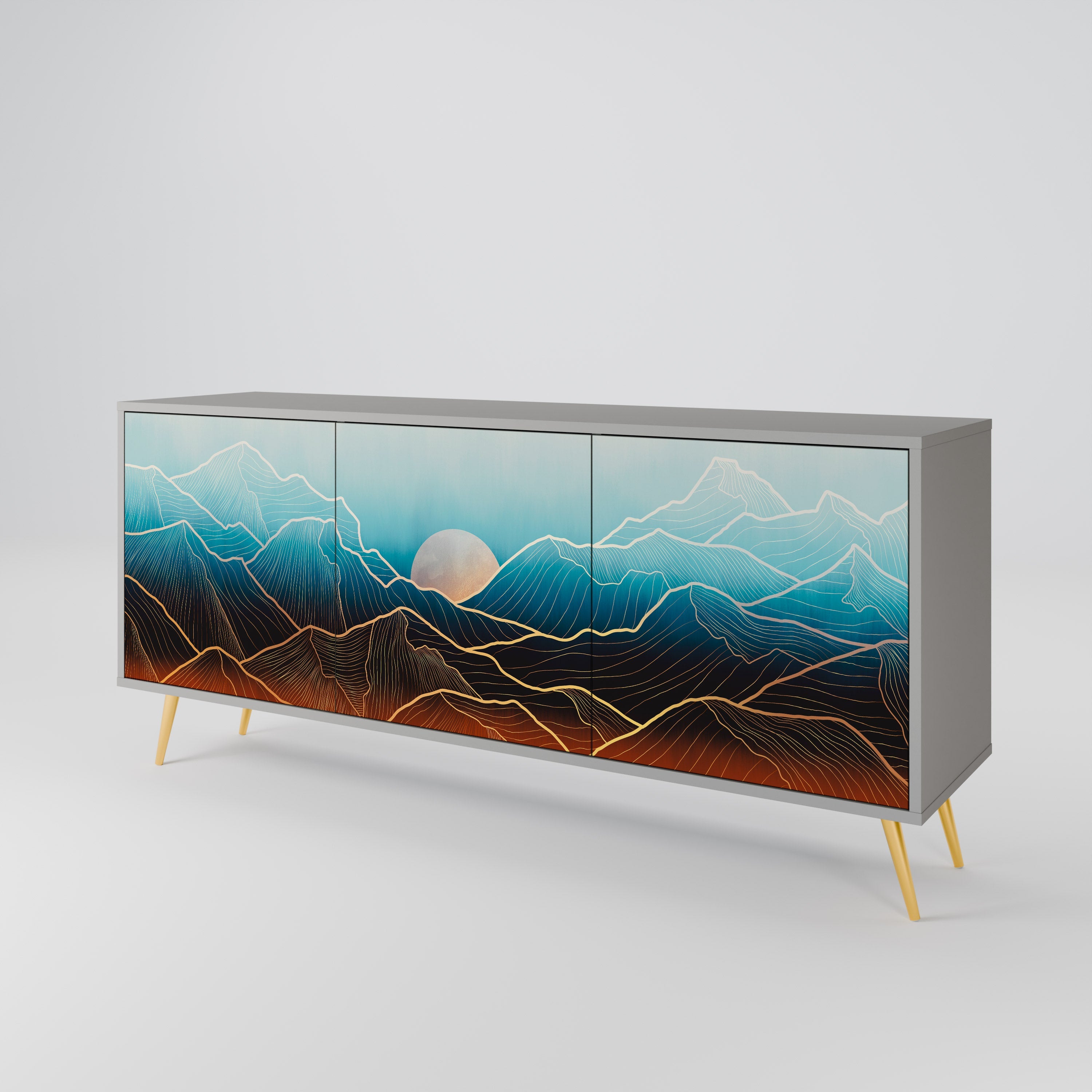 LUNAR SECRETS 3-türiges Sideboard in grauem Finish