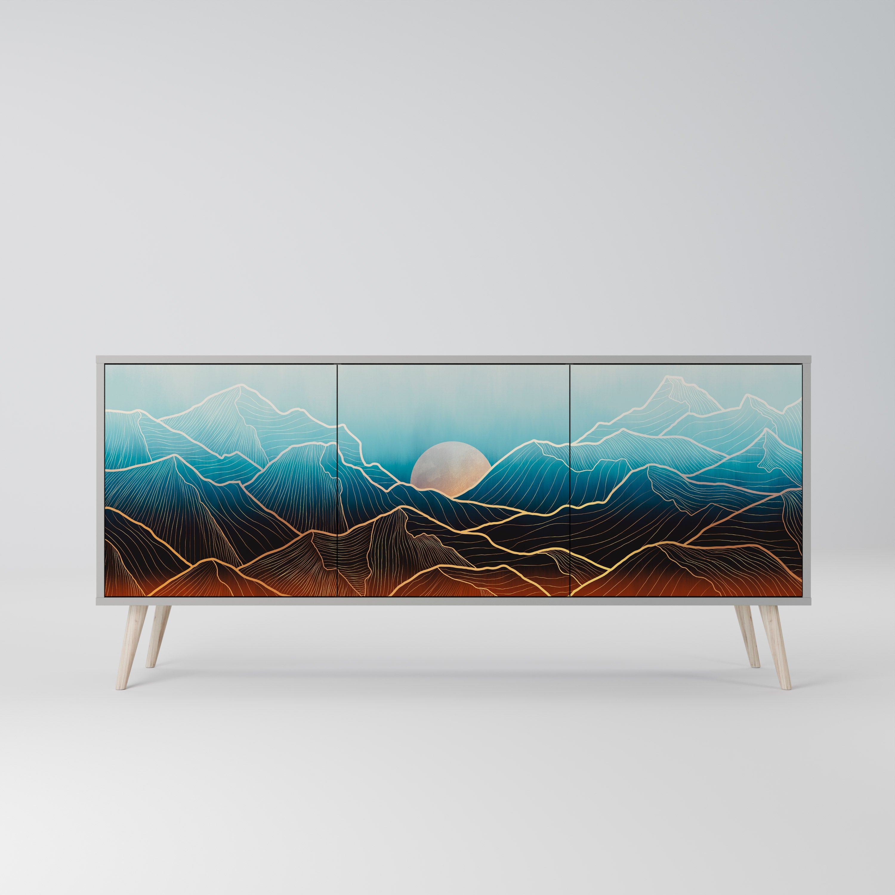 LUNAR SECRETS 3-türiges Sideboard in grauem Finish