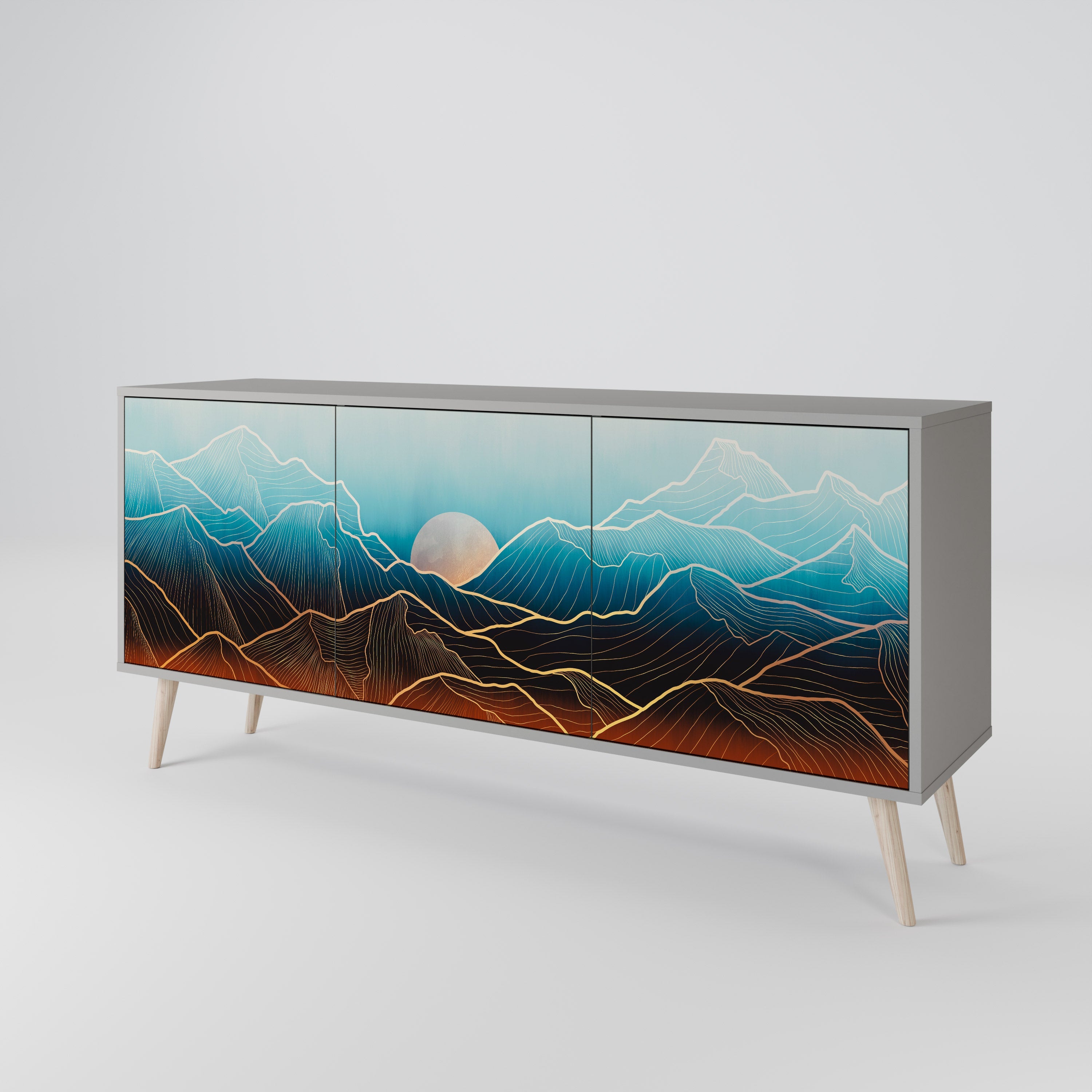 LUNAR SECRETS 3-türiges Sideboard in grauem Finish