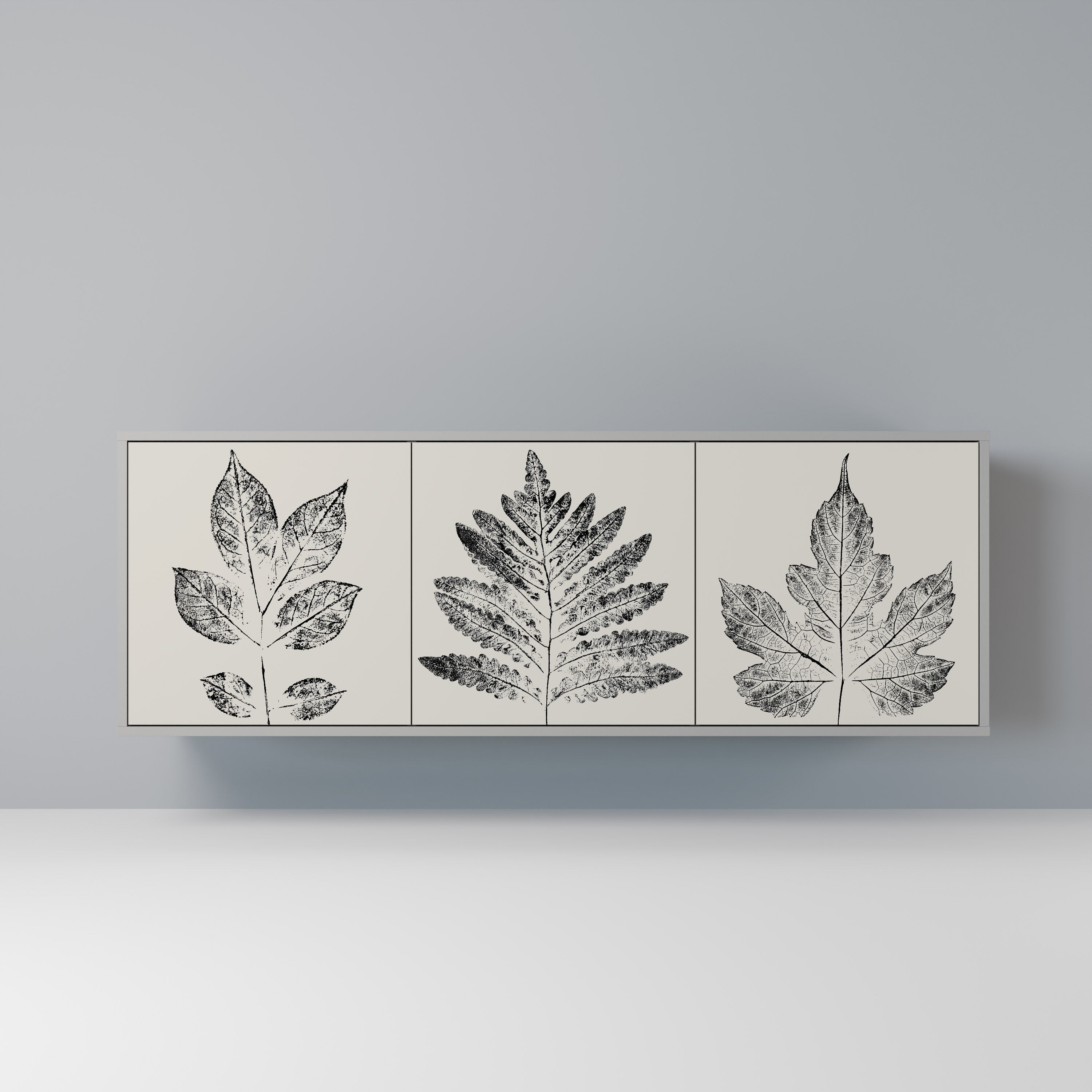 LEAFY STAMPS 3-türiges Sideboard in grauem Finish