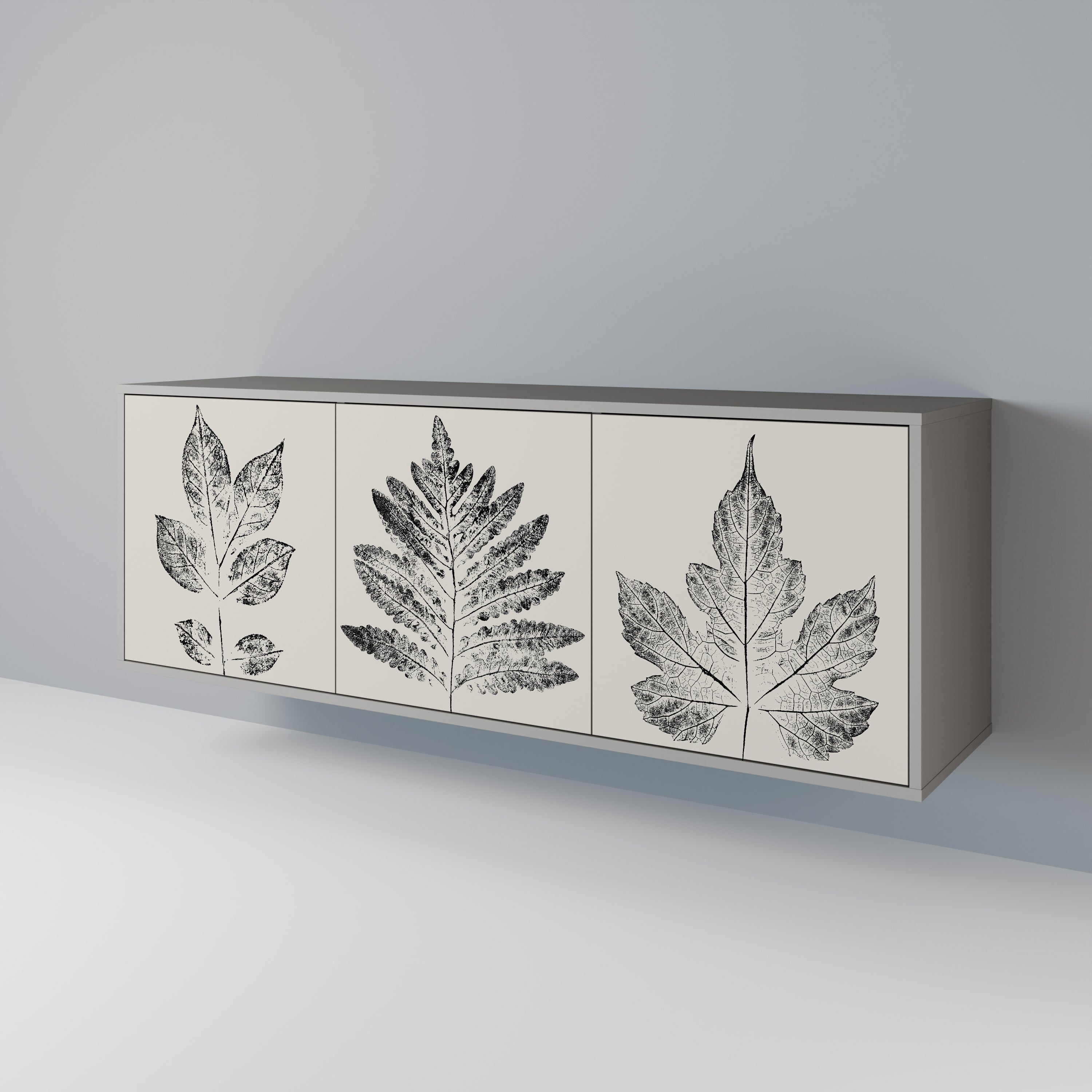 LEAFY STAMPS 3-türiges Sideboard in grauem Finish