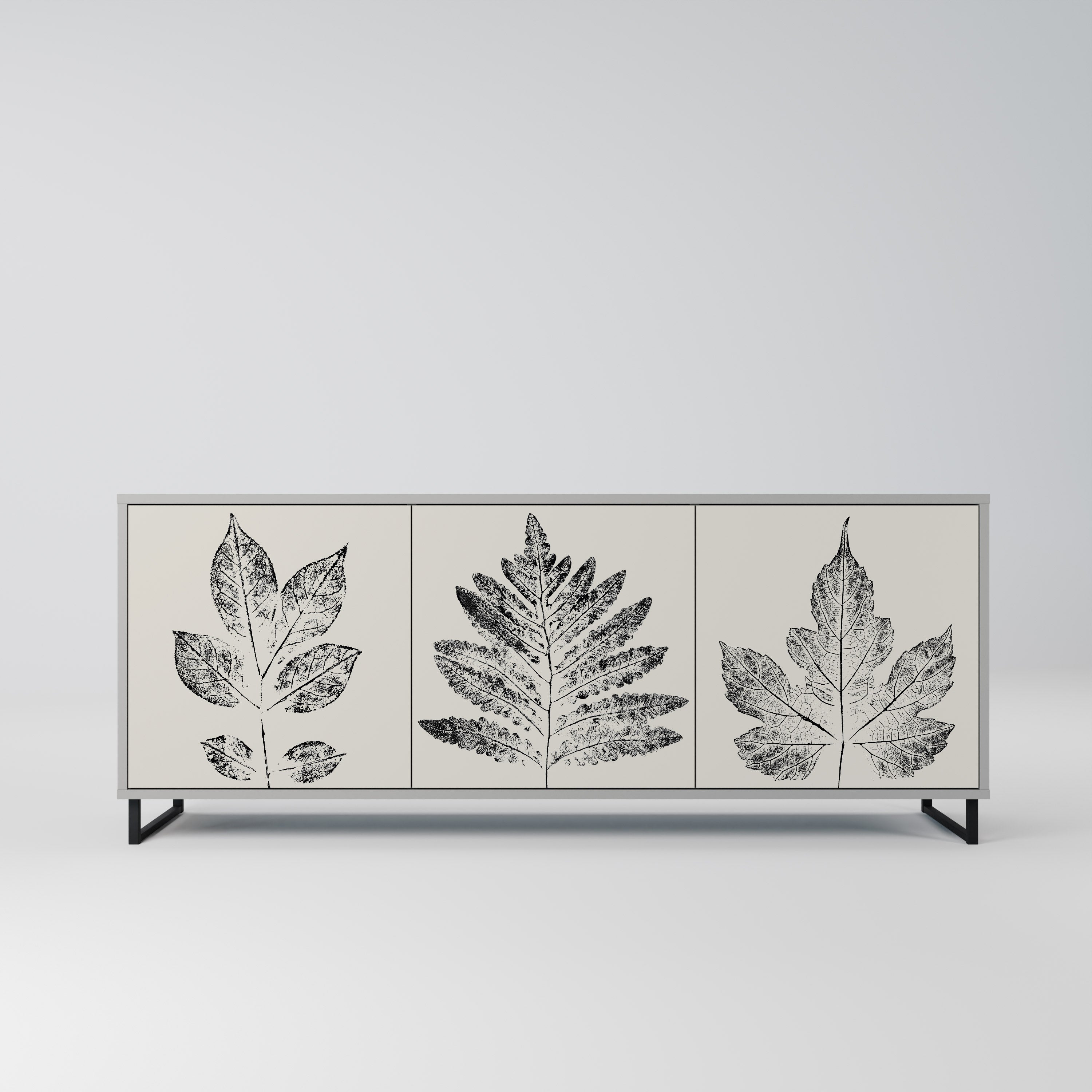 LEAFY STAMPS 3-türiges Sideboard in grauem Finish