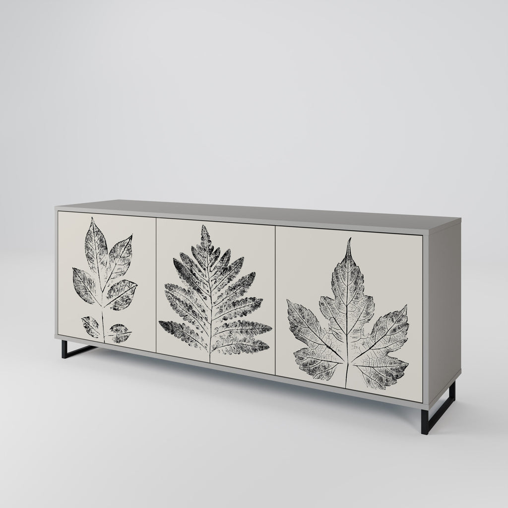 LEAFY STAMPS 3-türiges Sideboard in grauem Finish