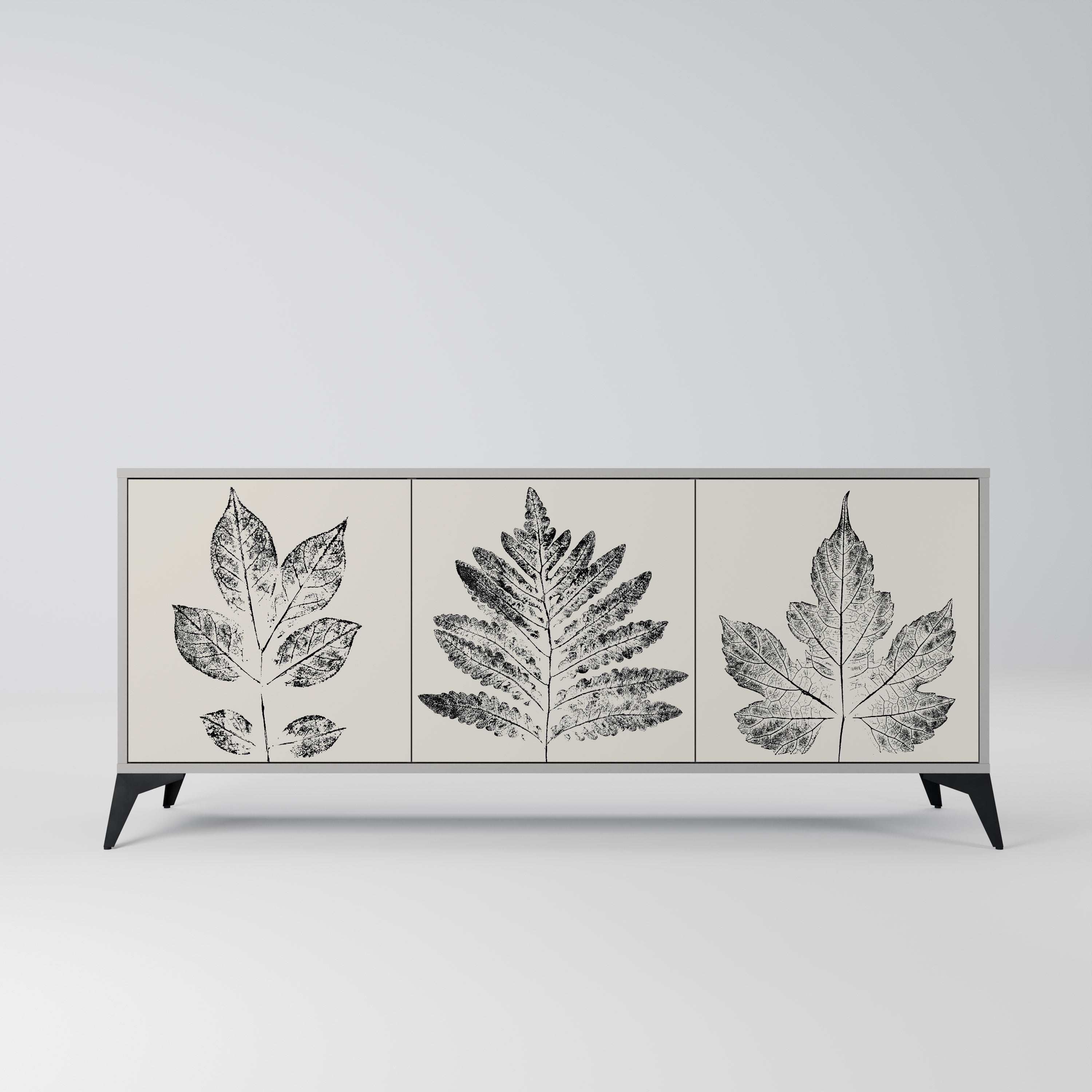 LEAFY STAMPS 3-türiges Sideboard in grauem Finish