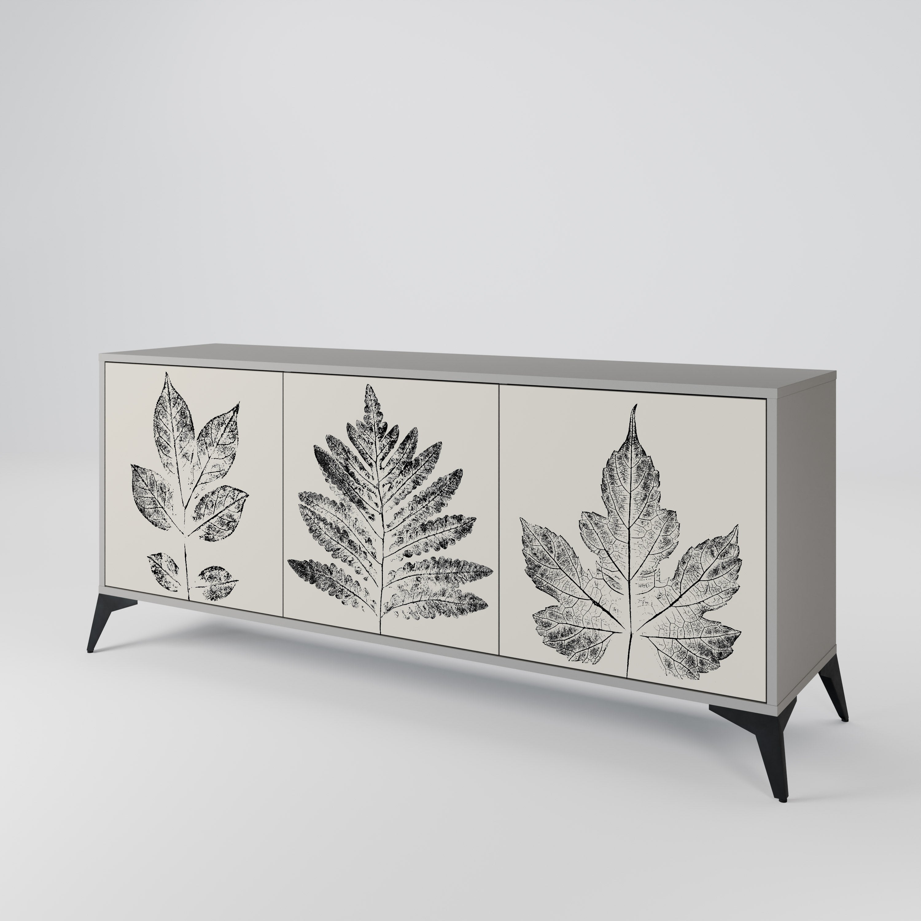 LEAFY STAMPS 3-türiges Sideboard in grauem Finish