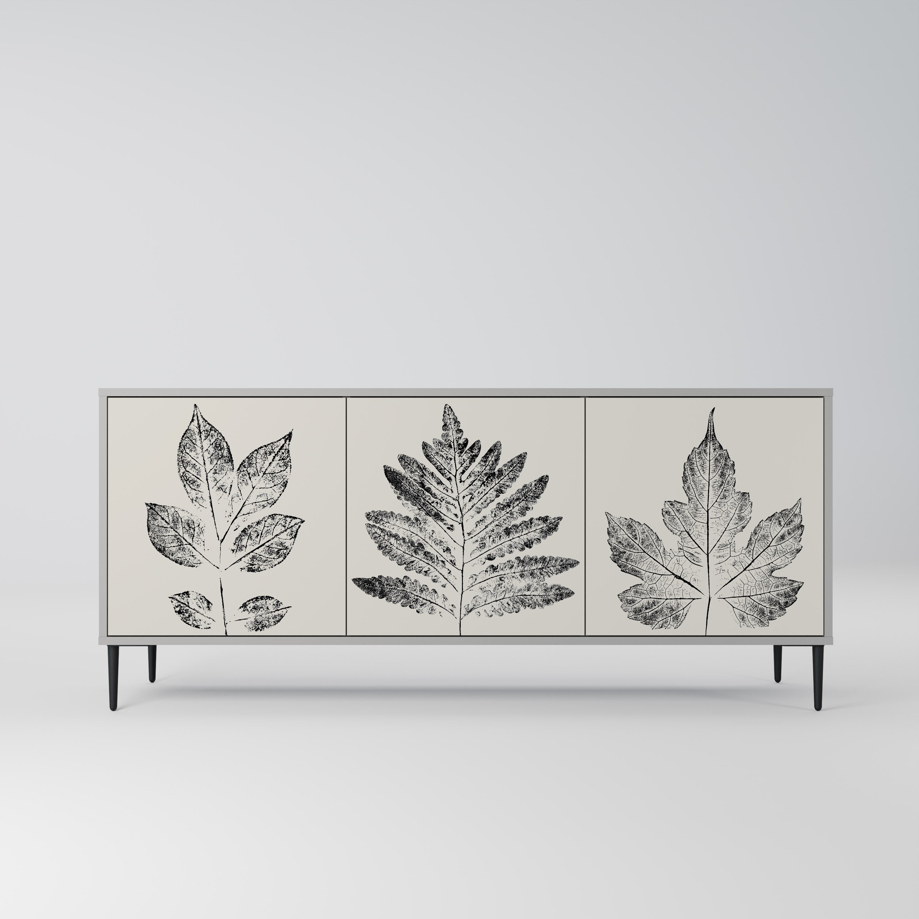 LEAFY STAMPS 3-türiges Sideboard in grauem Finish