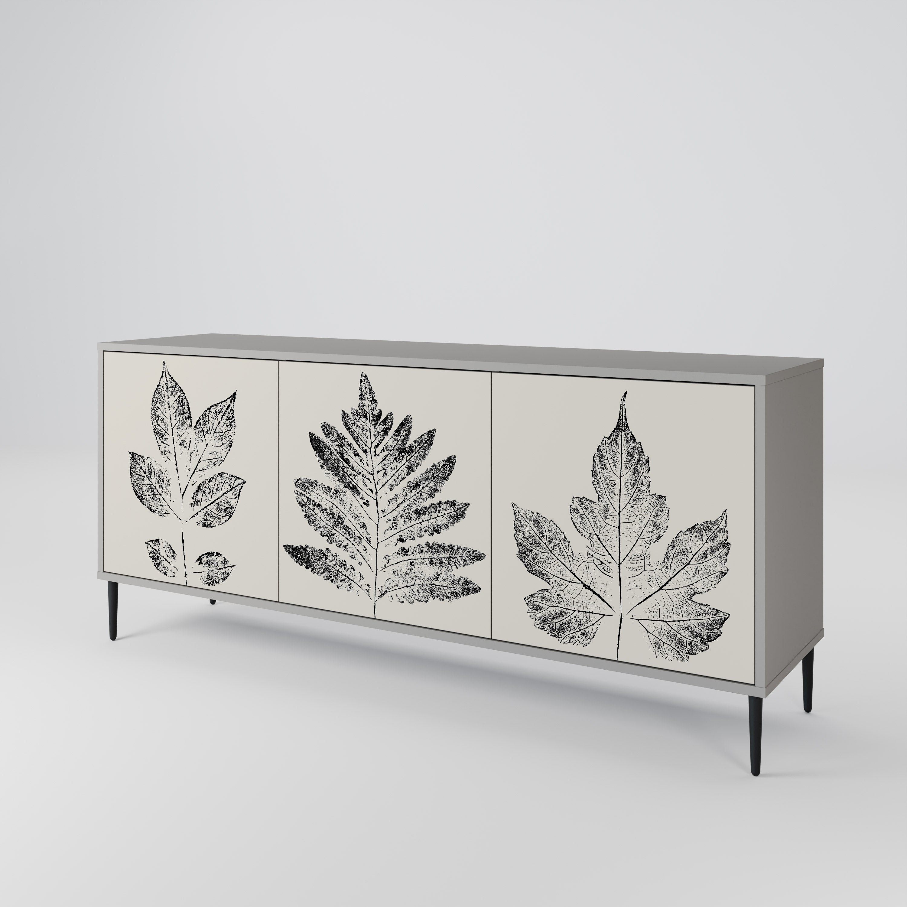 LEAFY STAMPS 3-türiges Sideboard in grauem Finish