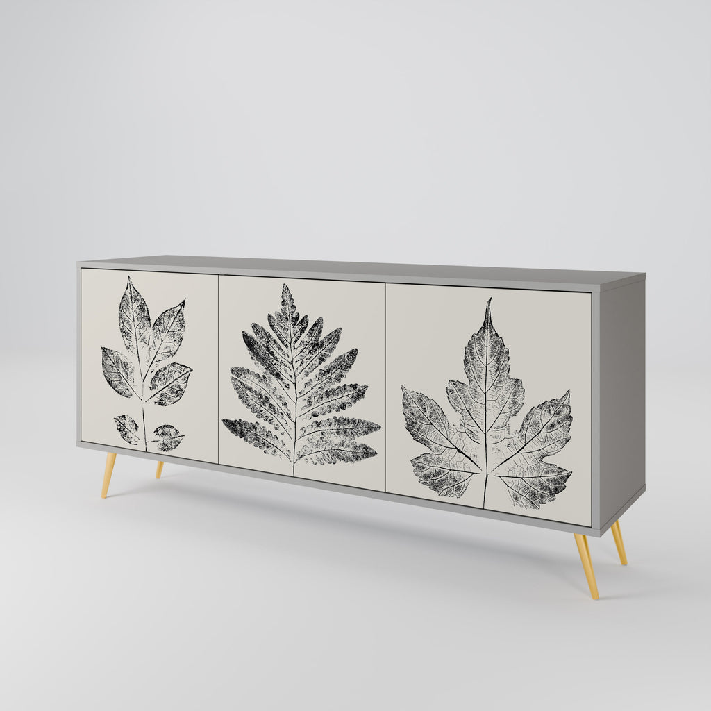LEAFY STAMPS 3-türiges Sideboard in grauem Finish