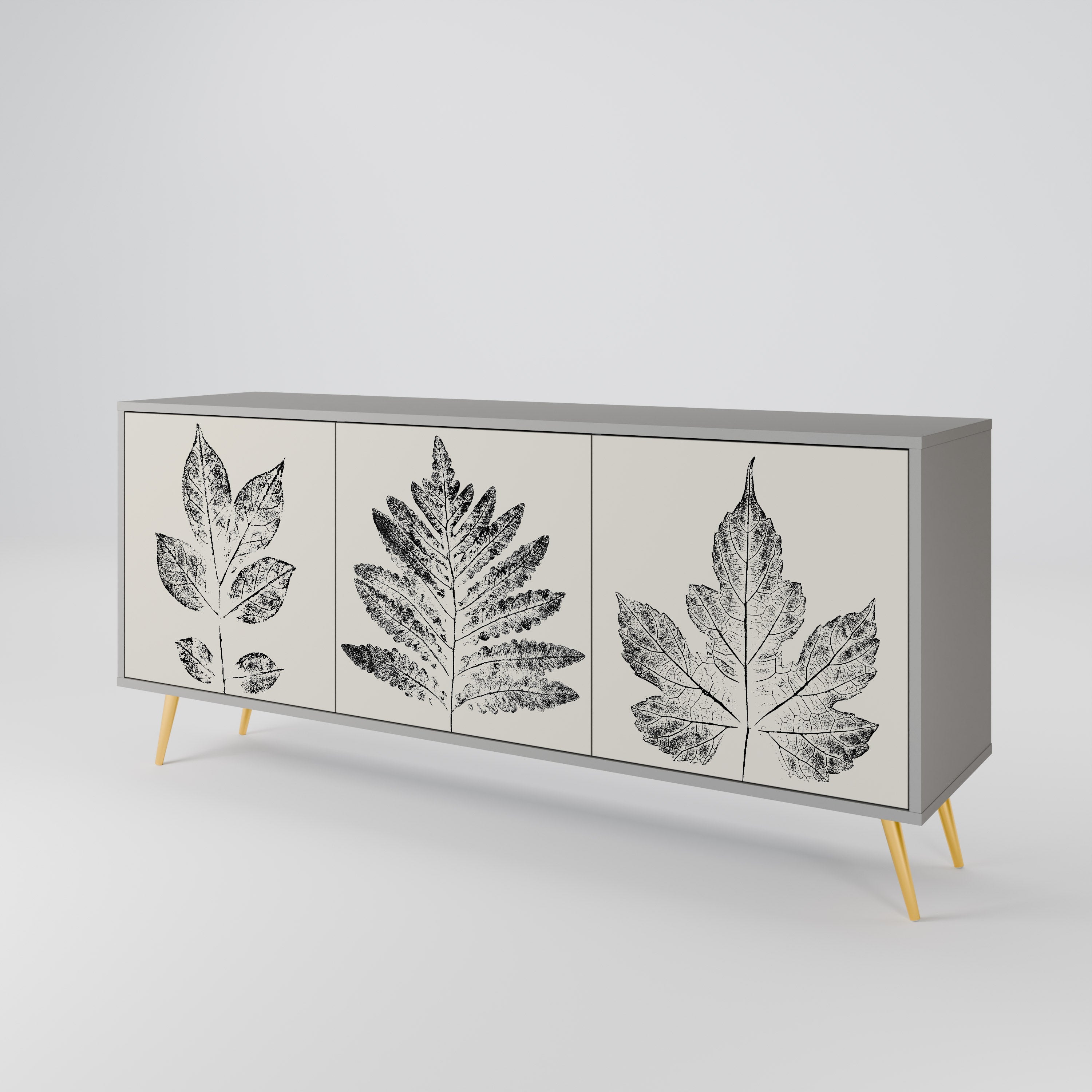 LEAFY STAMPS 3-türiges Sideboard in grauem Finish