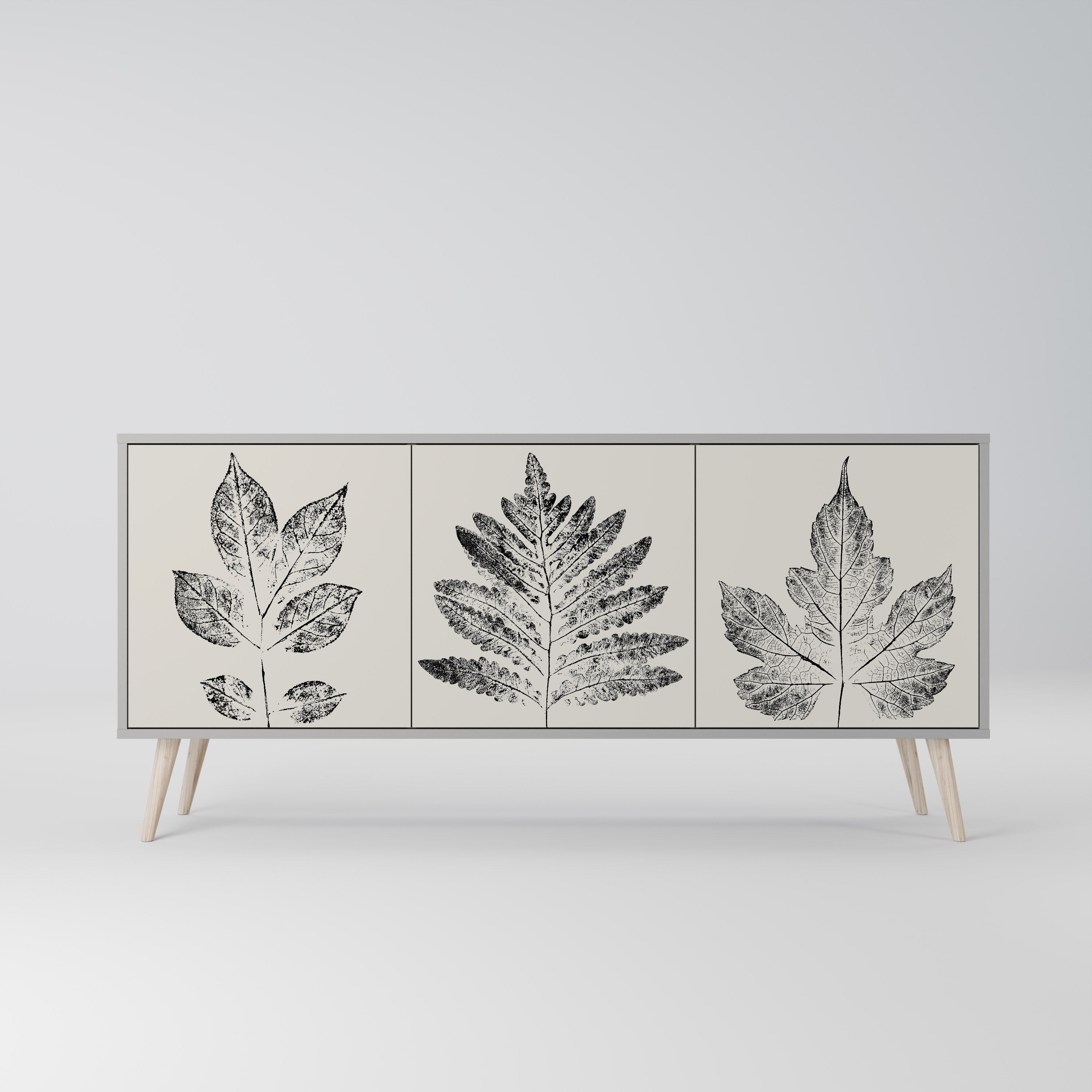LEAFY STAMPS 3-türiges Sideboard in grauem Finish