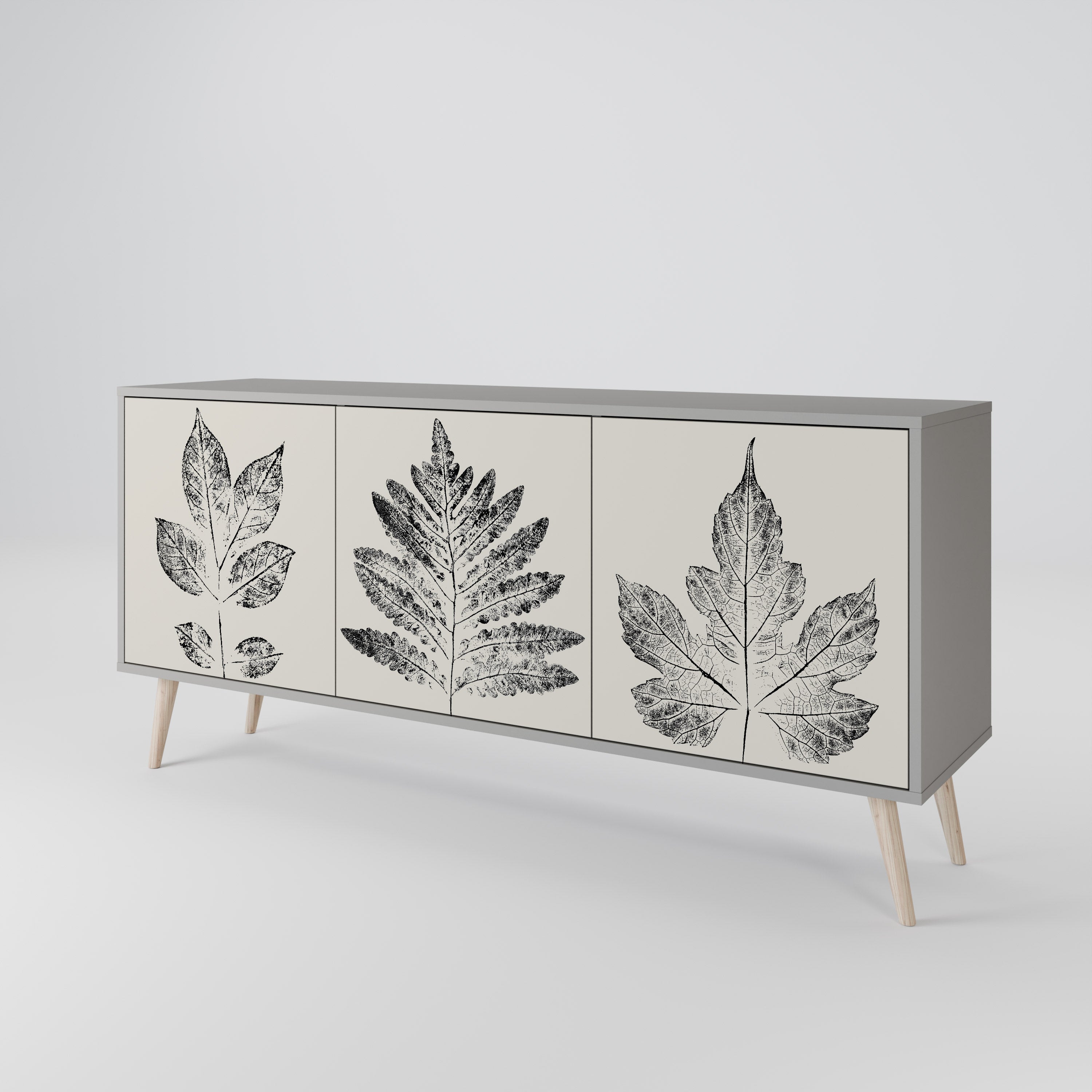 LEAFY STAMPS 3-türiges Sideboard in grauem Finish
