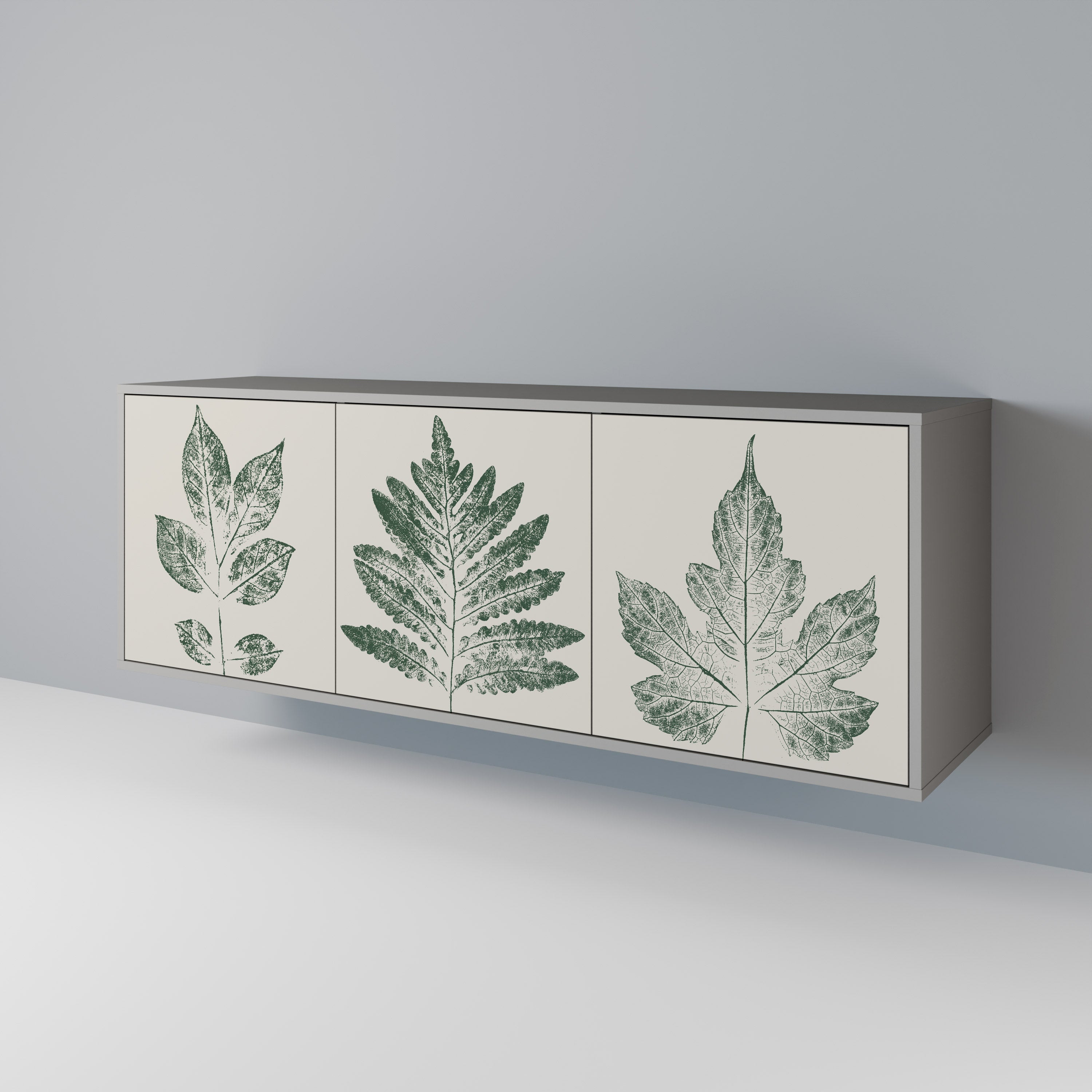 GREEN LEAFY STAMPS Sideboard mit 3 Türen in grauer Ausführung