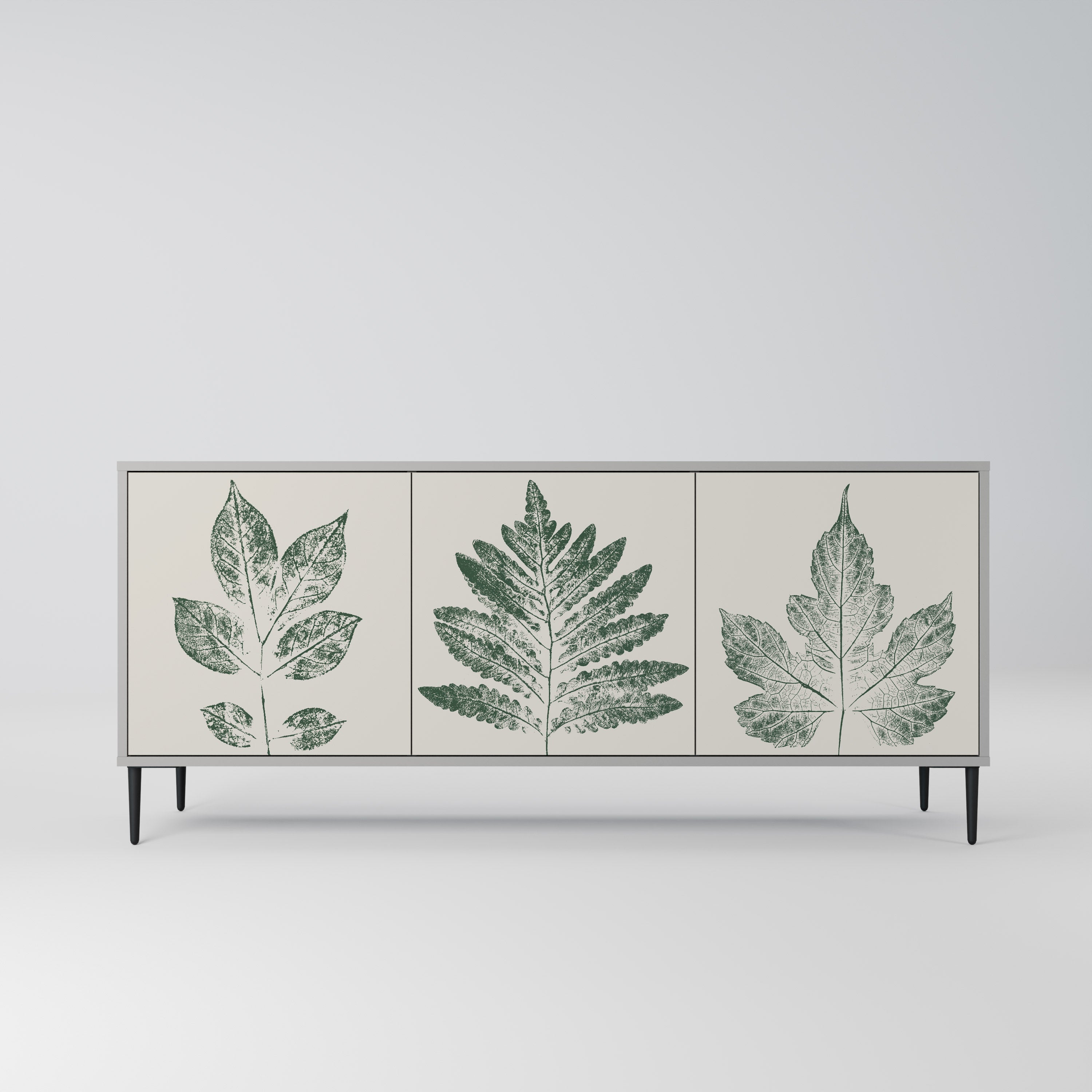 GREEN LEAFY STAMPS Sideboard mit 3 Türen in grauer Ausführung