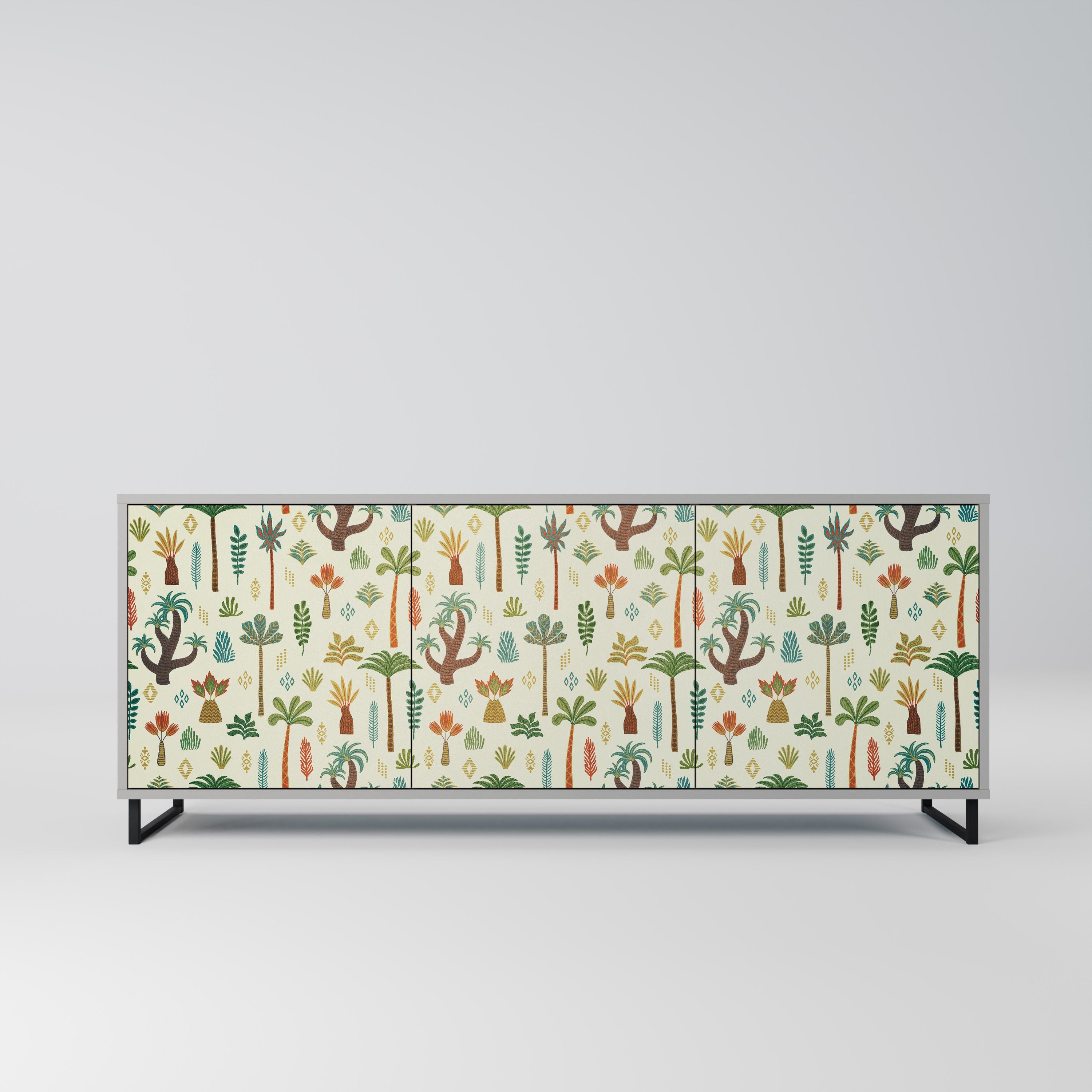 PALM SPRING 3-türiges Sideboard in grauem Finish