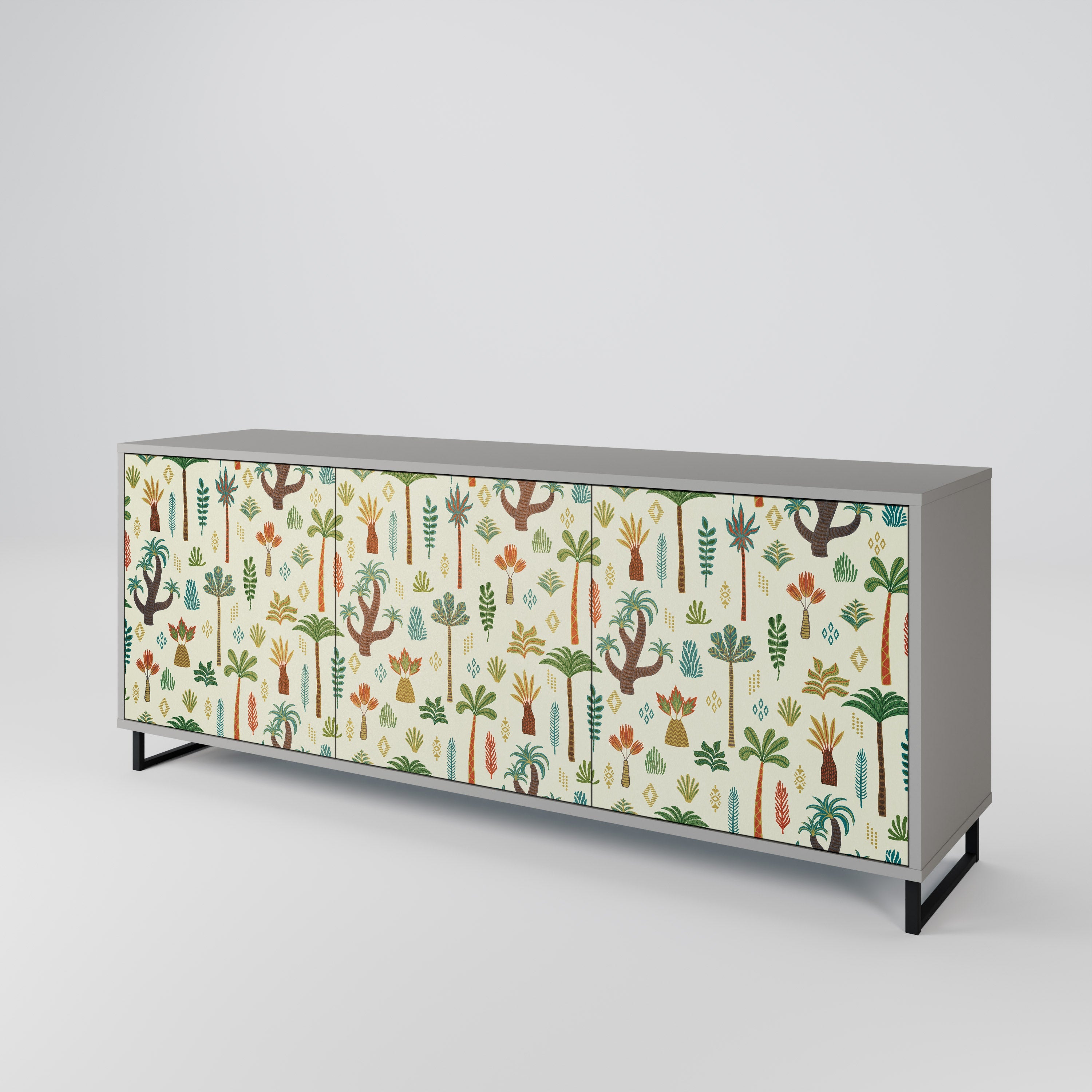 PALM SPRING 3-türiges Sideboard in grauem Finish