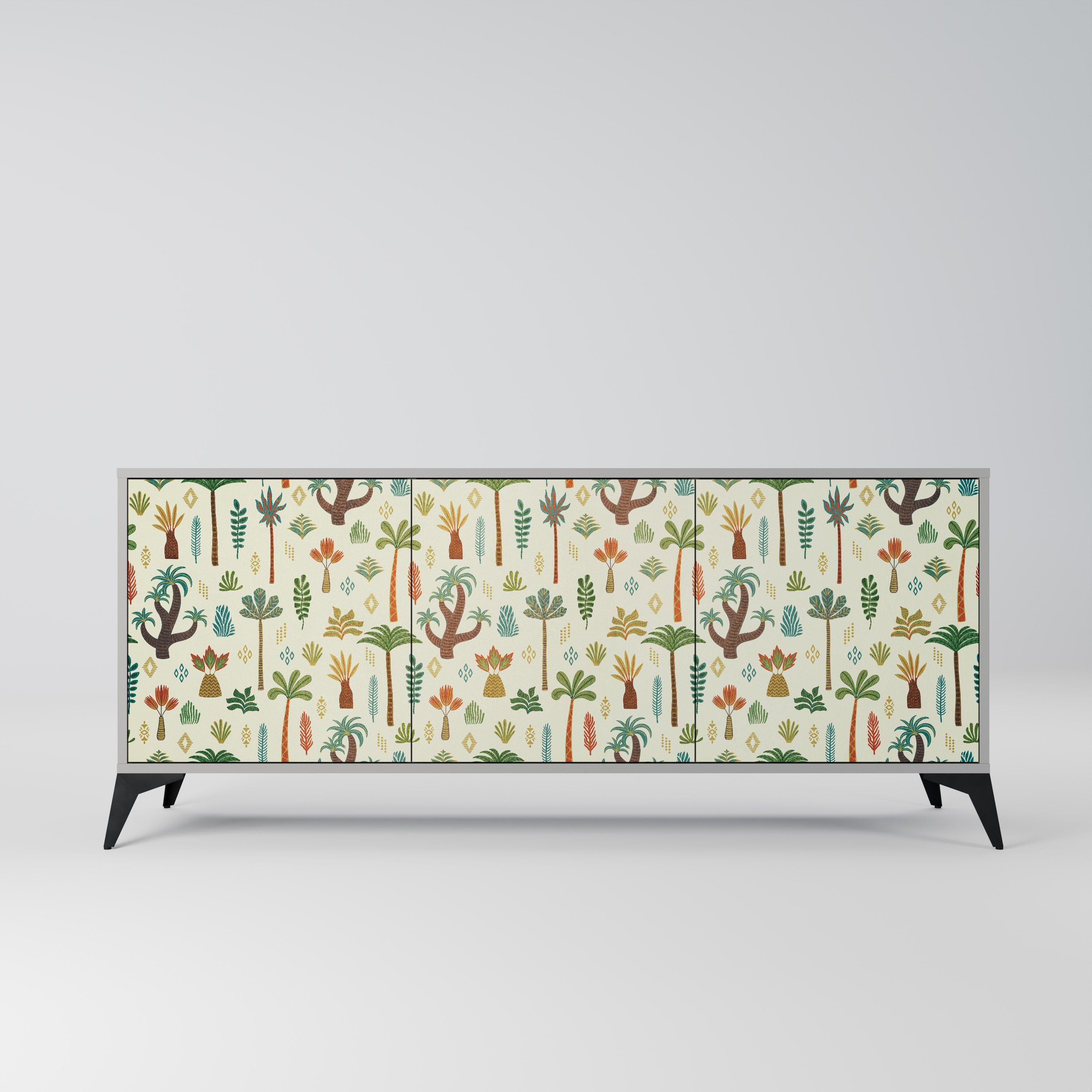 PALM SPRING 3-türiges Sideboard in grauem Finish