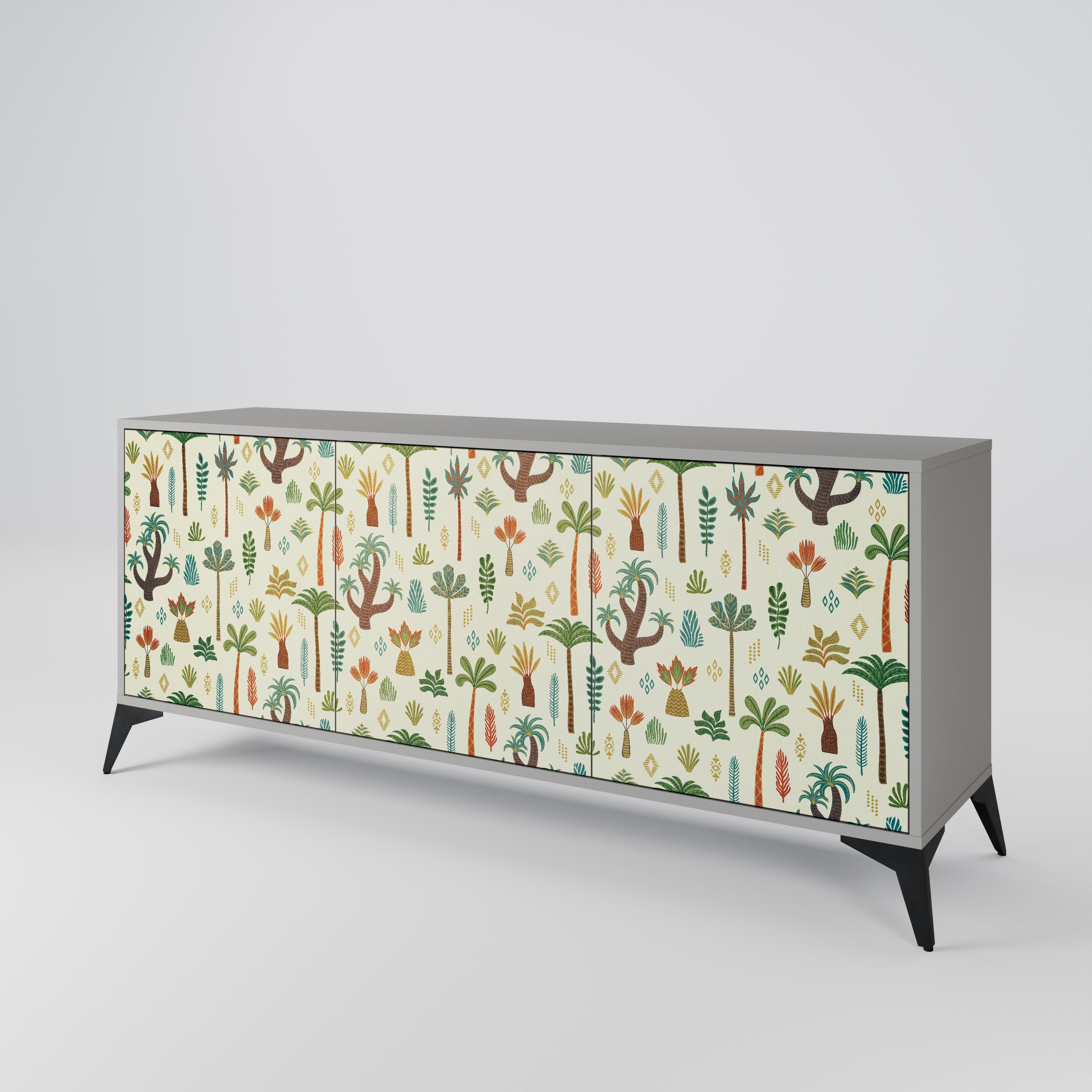 PALM SPRING 3-türiges Sideboard in grauem Finish