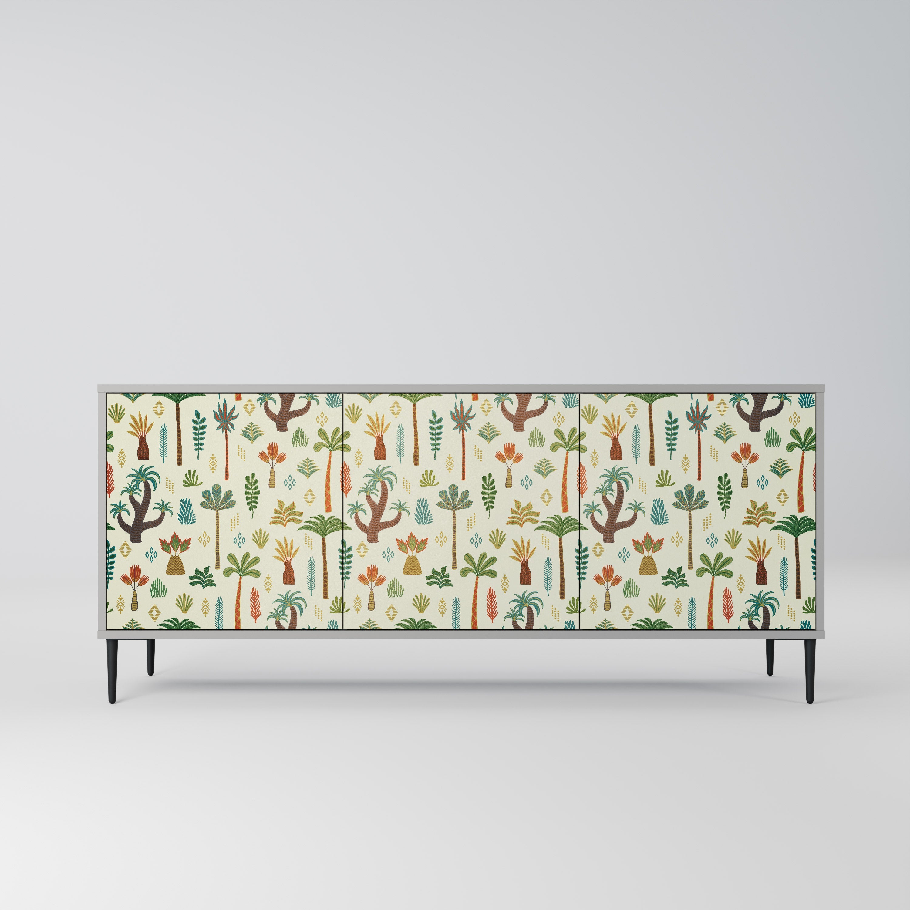 PALM SPRING 3-türiges Sideboard in grauem Finish