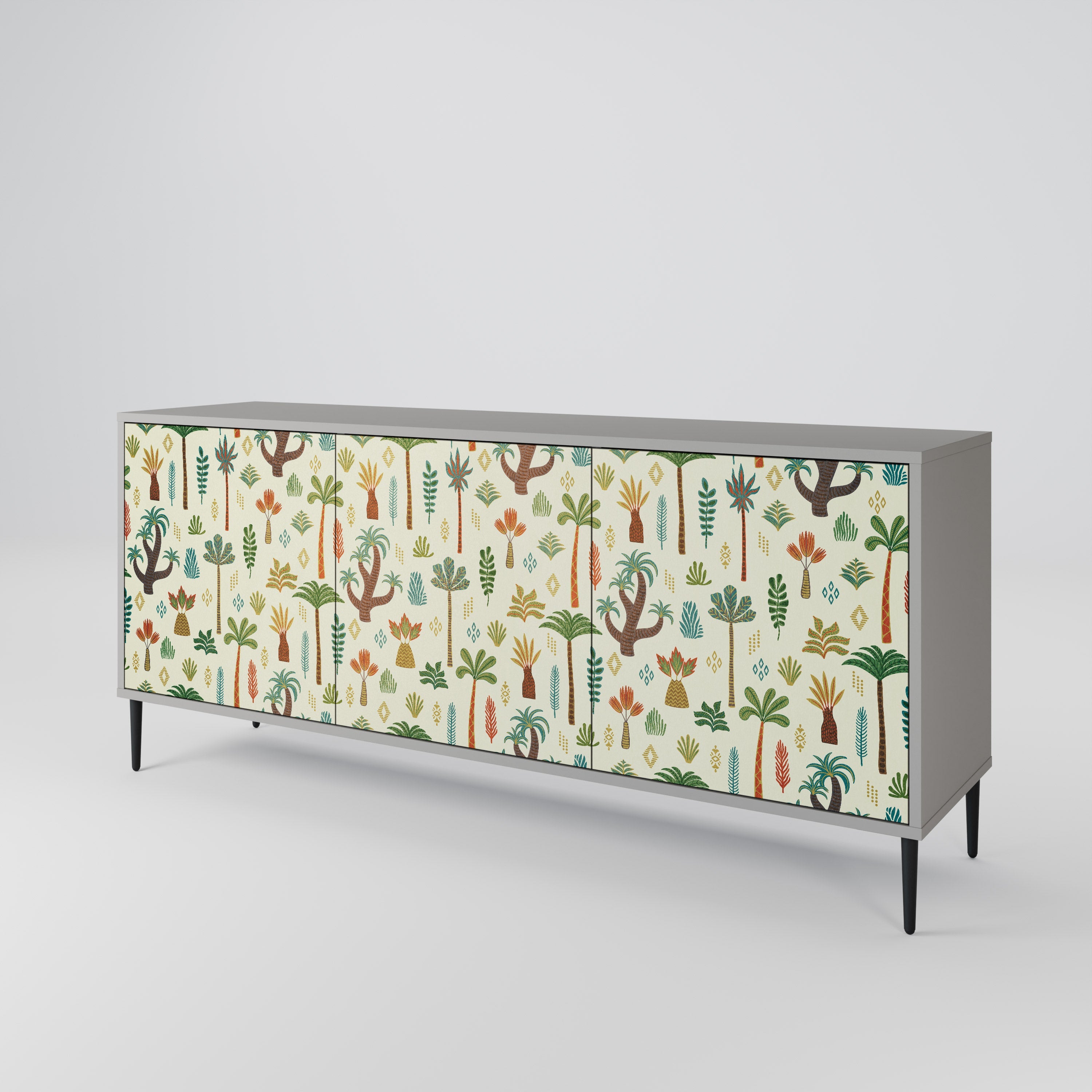 PALM SPRING 3-türiges Sideboard in grauem Finish