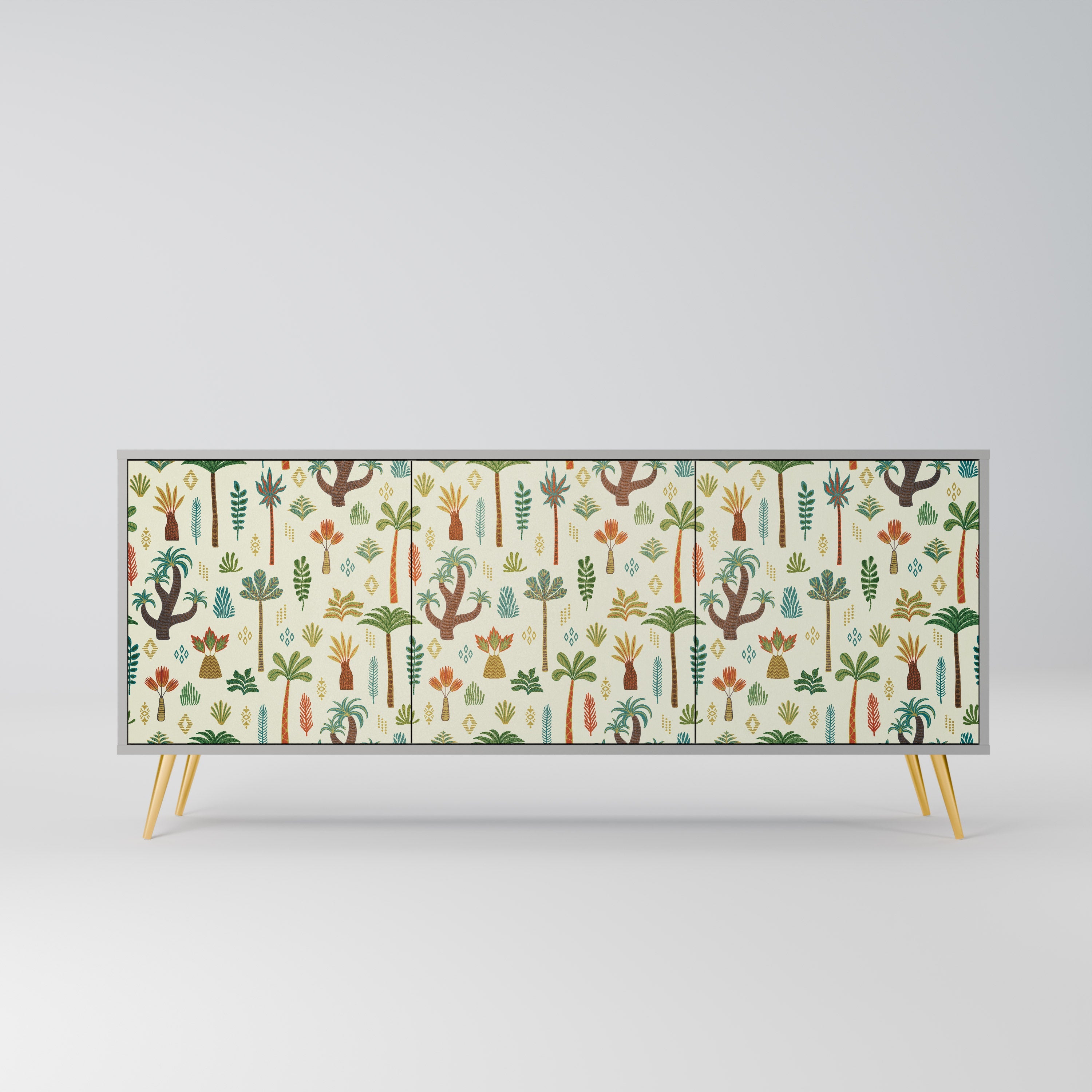 PALM SPRING 3-türiges Sideboard in grauem Finish