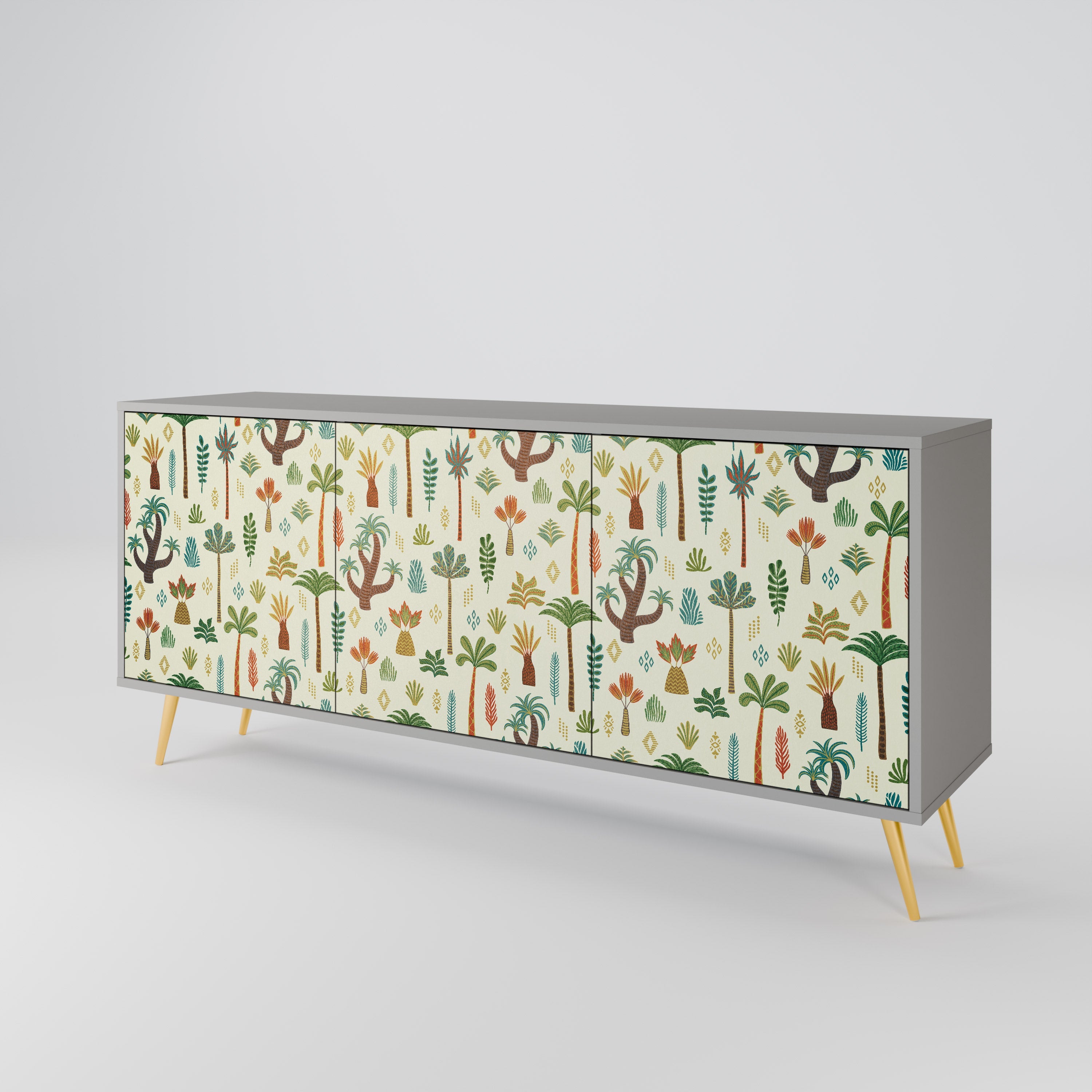 PALM SPRING 3-türiges Sideboard in grauem Finish