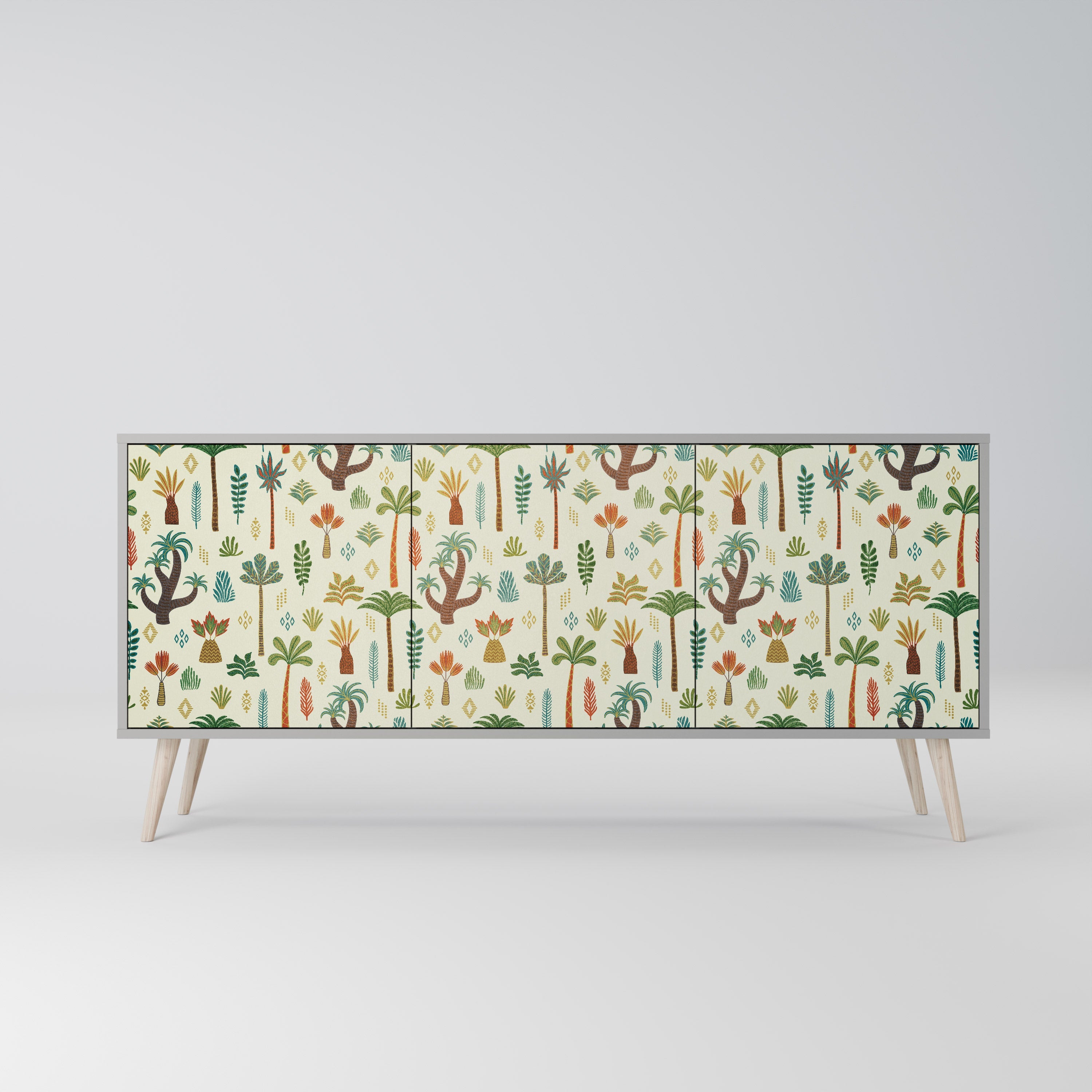 PALM SPRING 3-türiges Sideboard in grauem Finish