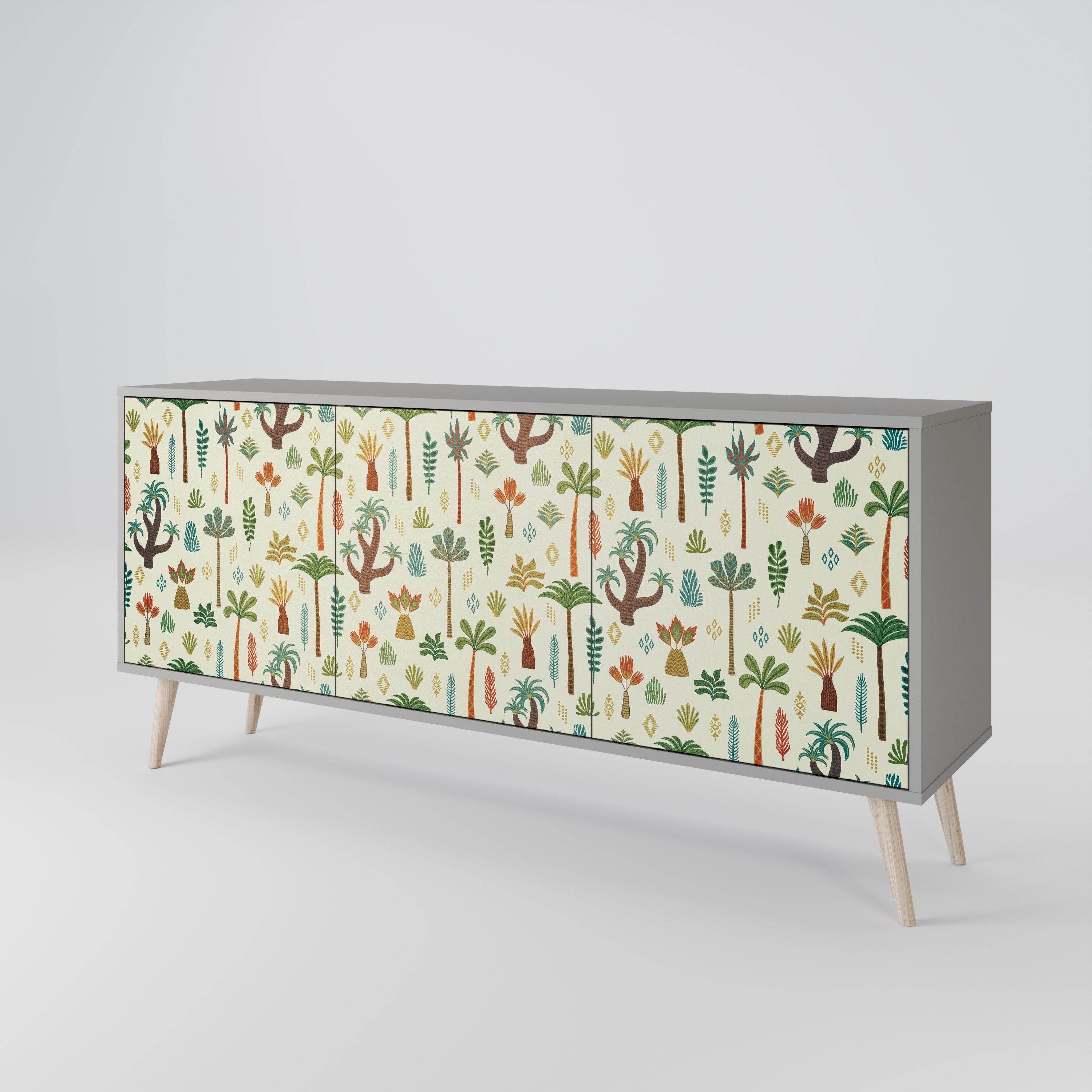 PALM SPRING 3-türiges Sideboard in grauem Finish