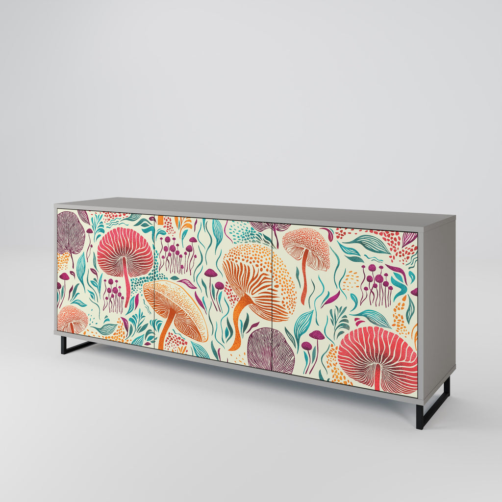 FUNGUS FANTASY 3-türiges Sideboard in grauem Finish
