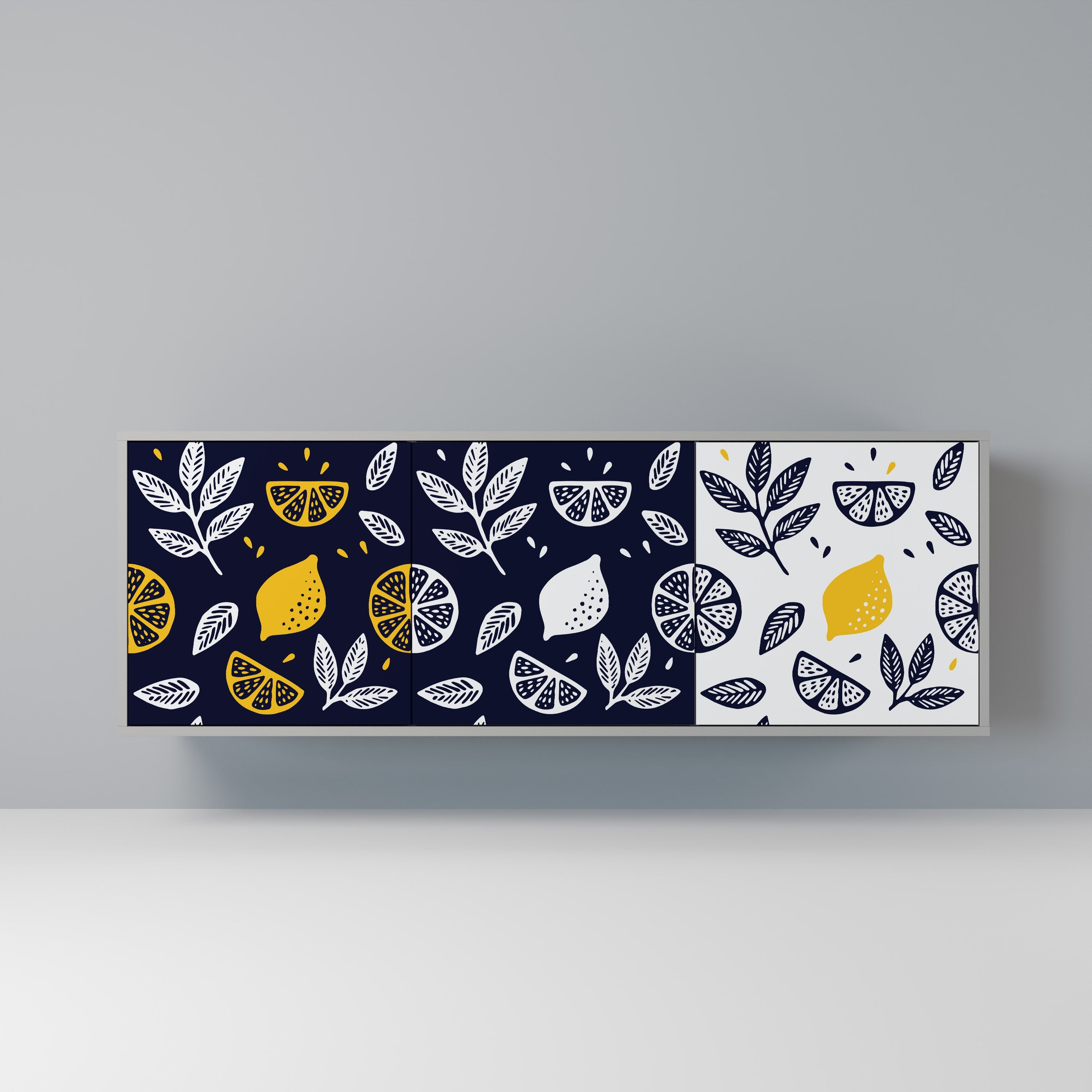 CITRUS BLACK AND WHITE 3-türiges Sideboard in grauem Finish